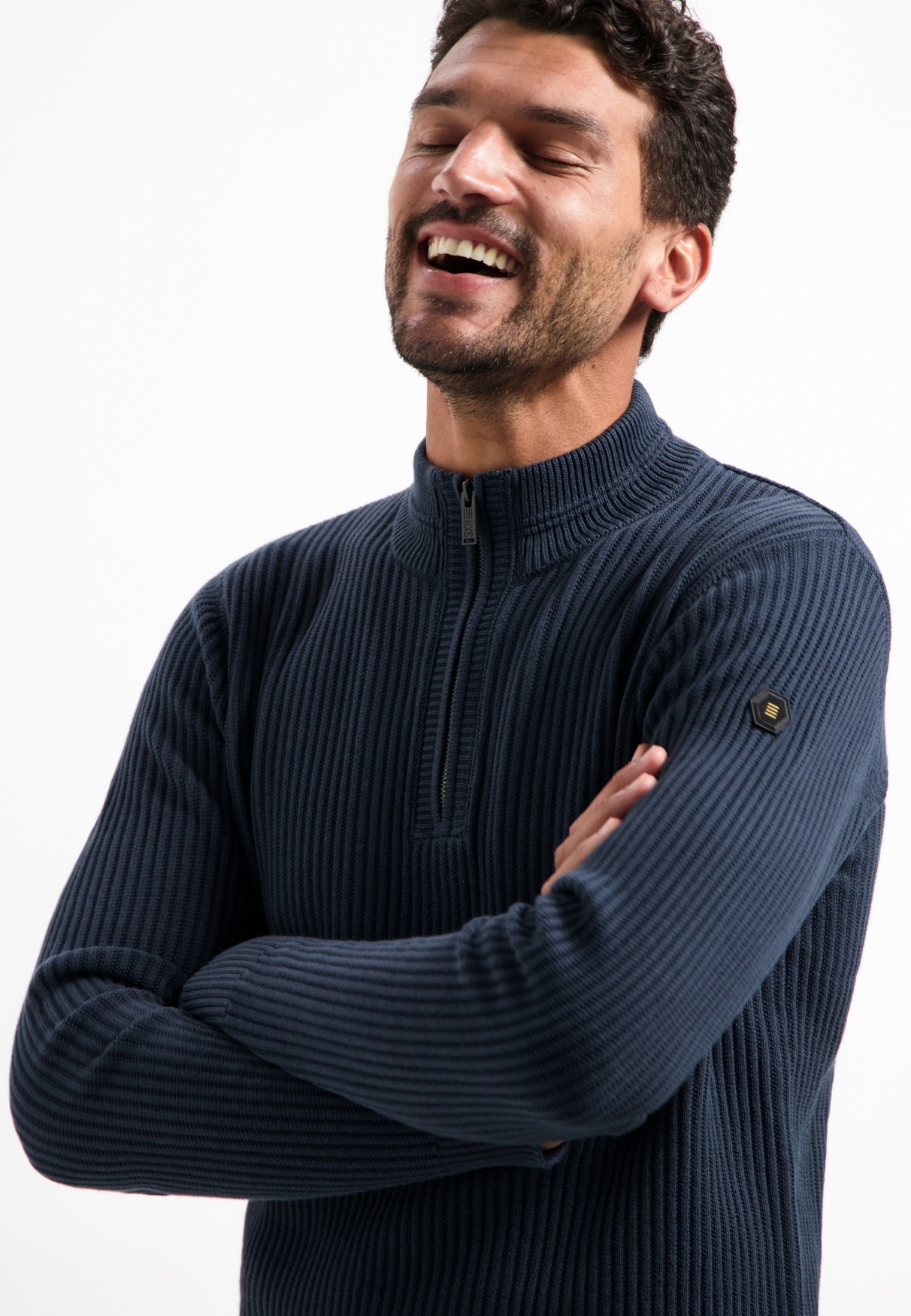 NO EXCESS Stehkragenpullover »No Excess Schwerer gerippter Strickpullover«