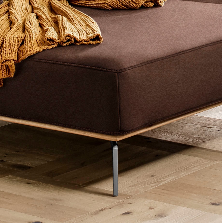 W.SCHILLIG Ecksofa »run, Designsofa, bequem, L-Form«, mit elegantem Holzsockel, Füße in Chrom glänzend, Breite 299 cm