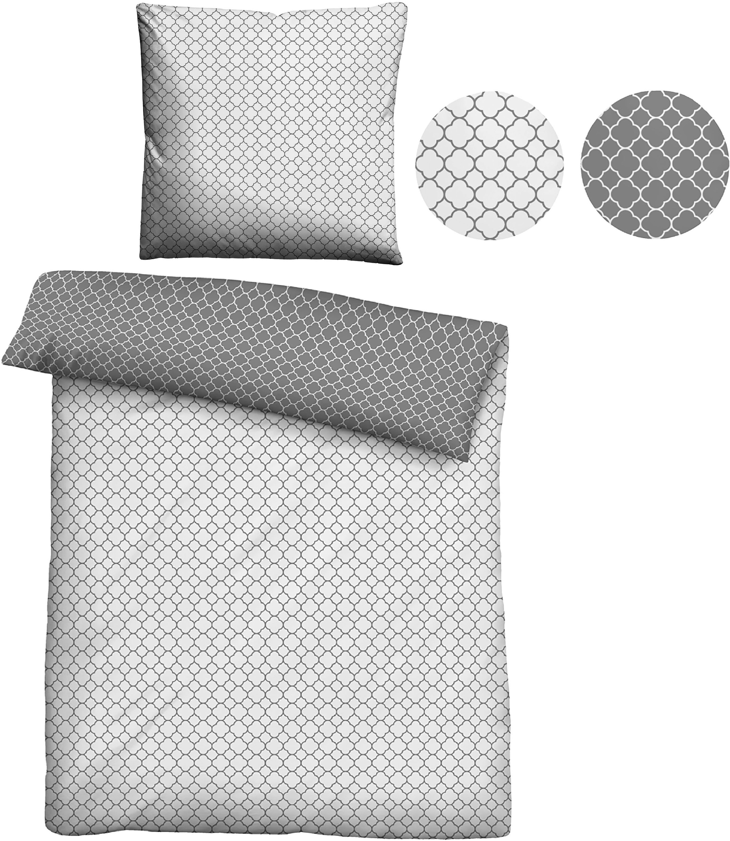 Thumbnail - Biberna Wendebettwäsche "Combinate in Gr. 135x200, 155x220 oder 200x200 cm" 2 Stk. tlg. Bettwäsche aus Baumwolle, zeitlo...