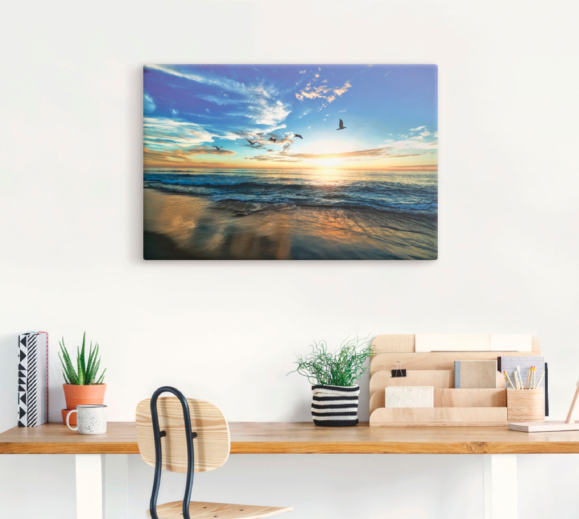 Artland Wandbild "Strand Möwen Meer Sonnenuntergang" Sonnenaufgang & -unter günstig online kaufen
