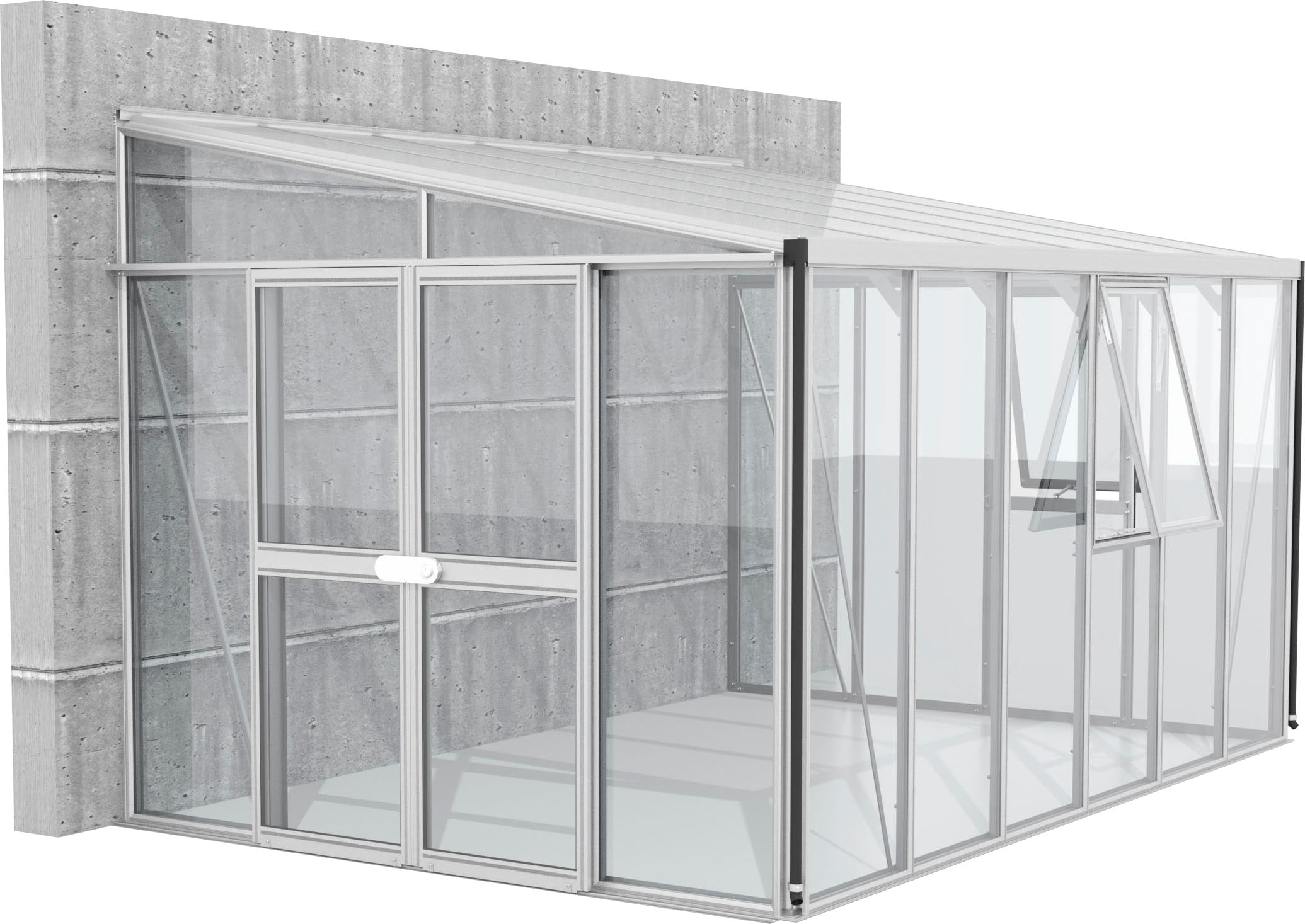 Vitavia Anlehngewächshaus »H_elena 10200« Alu-Profile, 3 mm Sicherheitsglas, Dach 10 mm Hohlkammerplatten