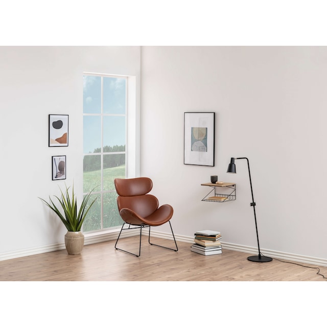 ACTONA GROUP Stuhl »Cazar Loungesessel«, Kunstleder, Brandyfarbenem PU  lederoptik und Kufengestell aus Stahl Schwarz | BAUR