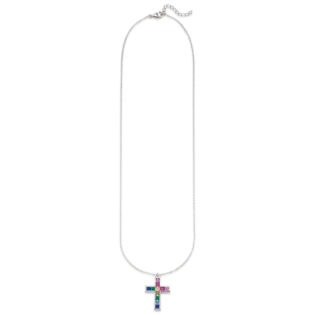 Bruno Banani Kette mit Anhänger »Schmuck Geschenk Silber 925 Halsschmuck Halskette Ankerkette Kreuz«