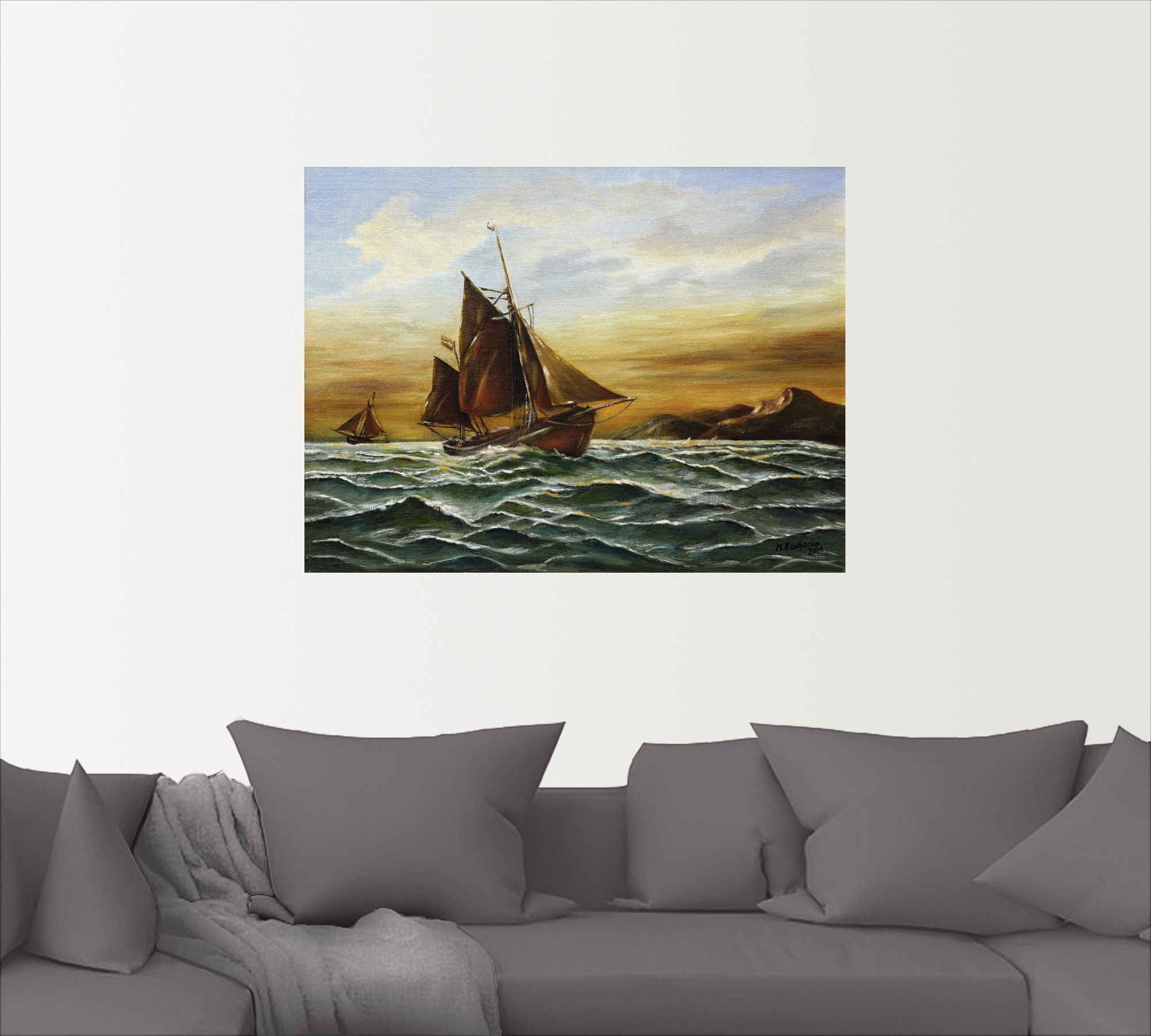 Artland Wandbild »Segelschiff auf See - maritime Malerei«, Boote & Schiffe, (1 St.), als Leinwandbild, Wandaufkleber in verschied. Größen