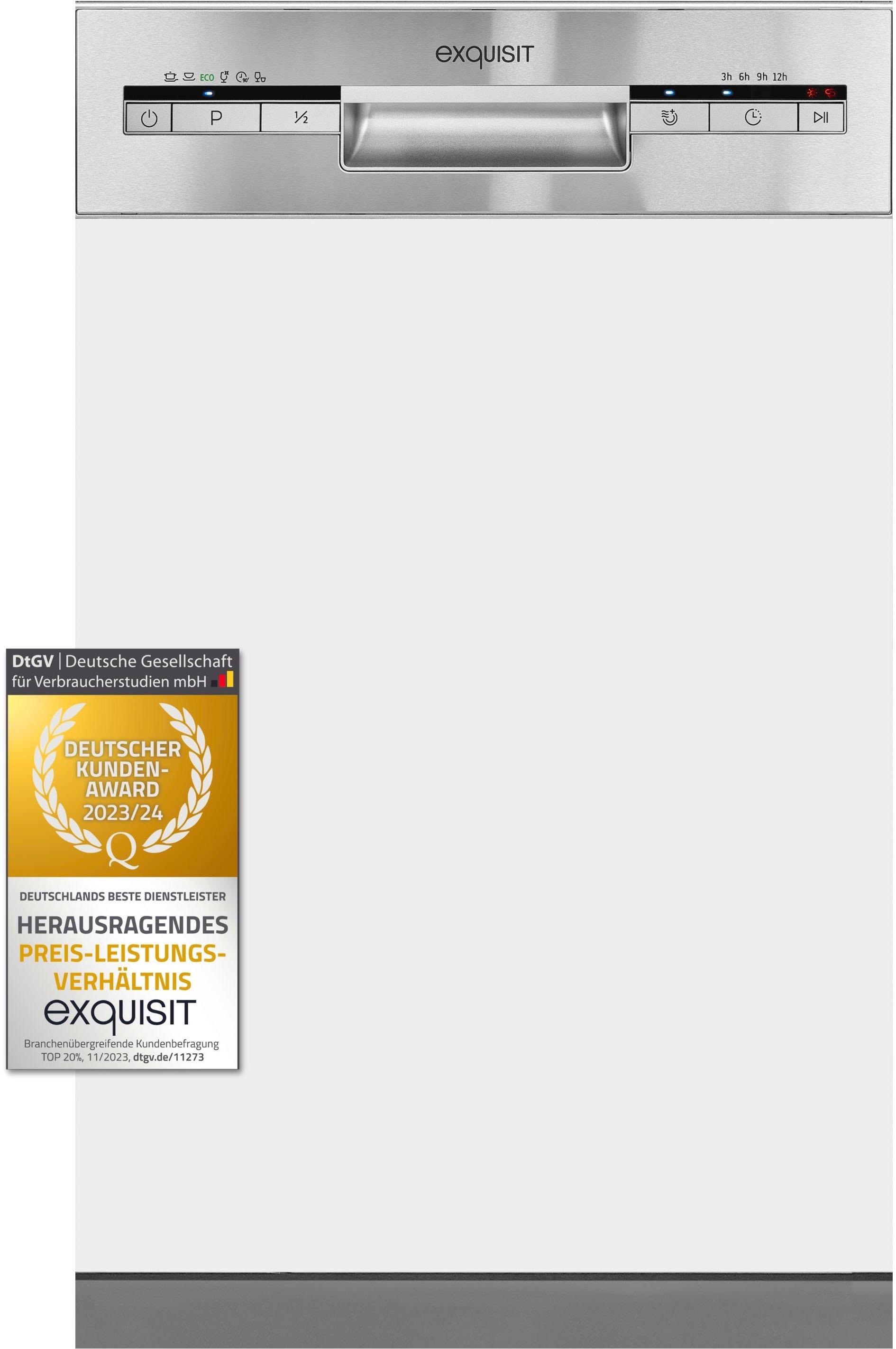 exquisit teilintegrierbarer Geschirrspüler "EGSP1009-EB-030E" 9 Maßgedecke Kompakt und ideal für kleine, schmale Nischen, kleine(Single)Haushalte