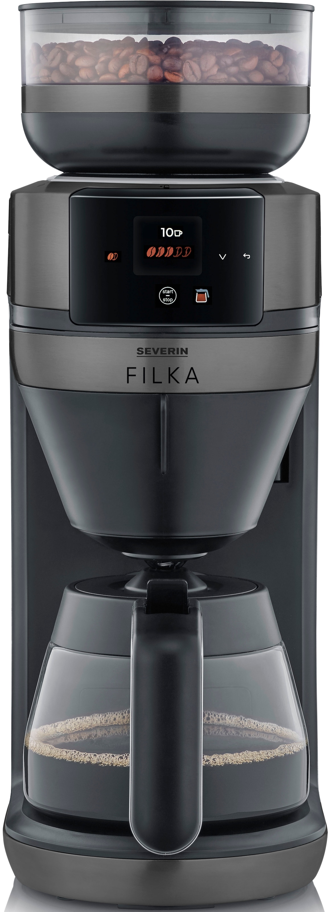 Severin Kaffeemaschine mit Mahlwerk »KA 4854 Filterkaffee-Vollautomat FILKA 2.0 Glas«, 1,4 l Kaffeekanne, Papierfilter-Permanentfilter, 1x4