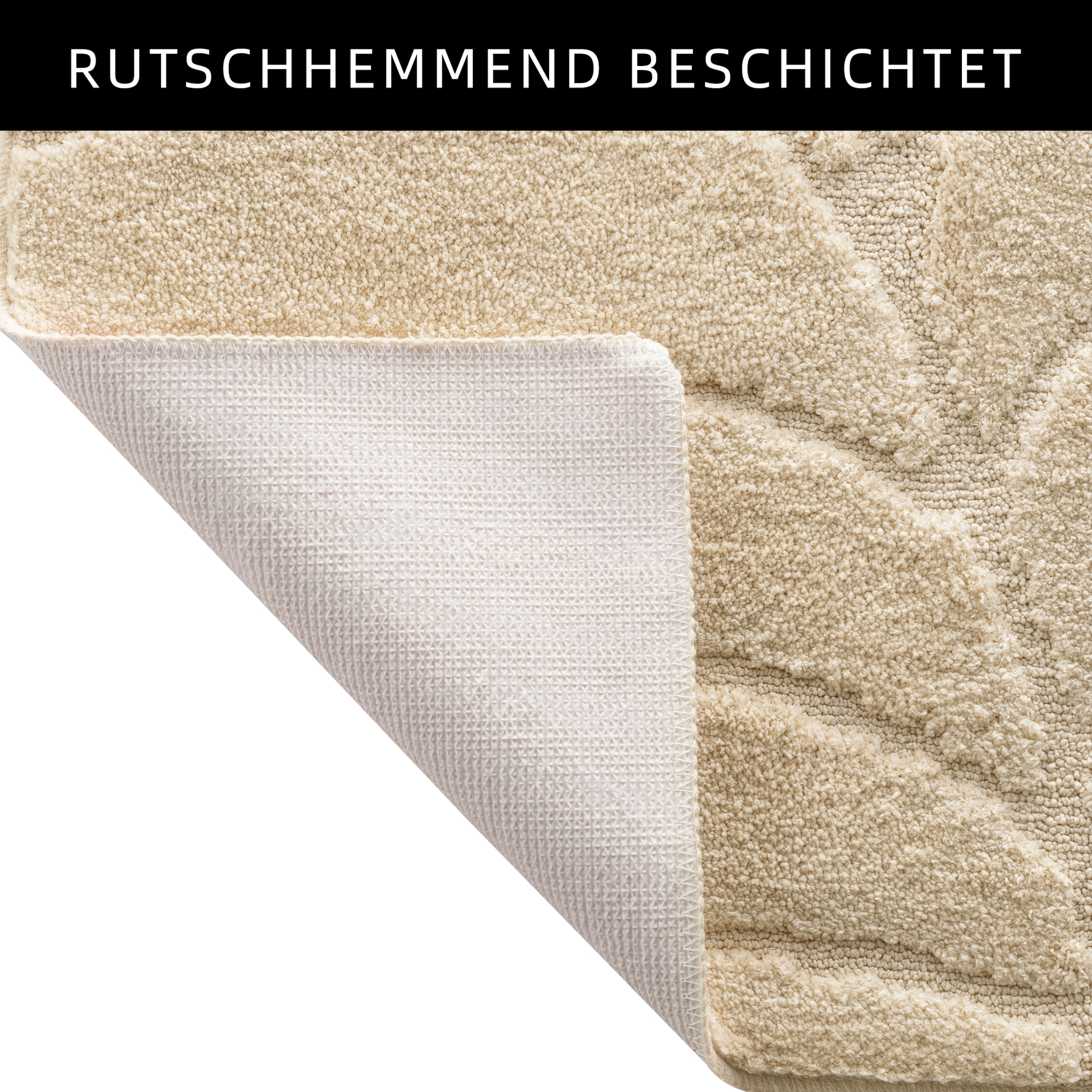 my home Badematte »Epense, Badvorleger, Badezimmer Teppich, Duschvorleger«, fußbodenheizungsgeeignet-schnell trocknend, Badteppich, Uni Farben, Blätter, Hoch-Tief Effekt