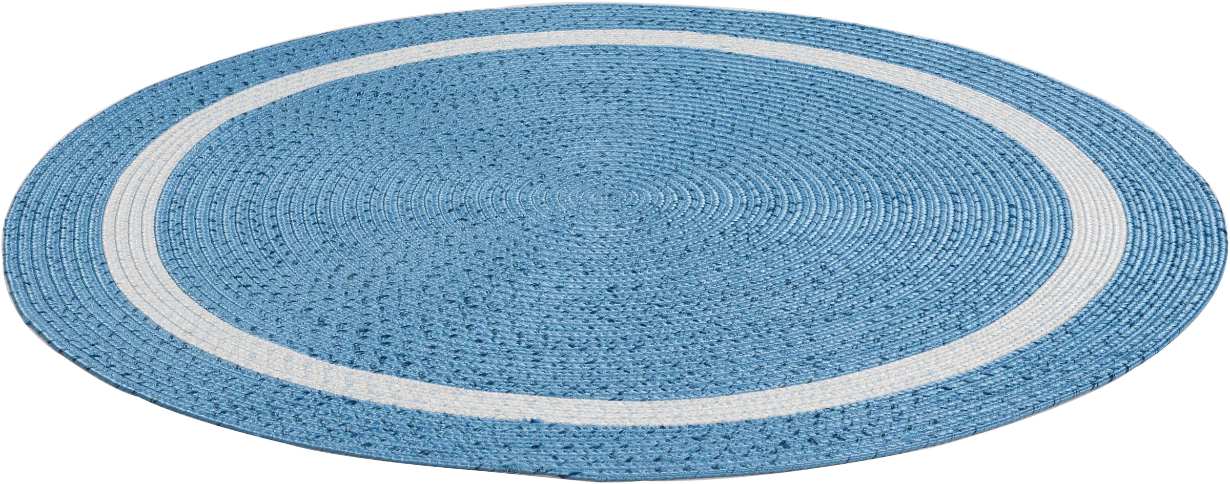 Teppich »Benito«, rund, Flachgewebe, Uni Farben, mit Bordüre, In- und Outdoor geeignet