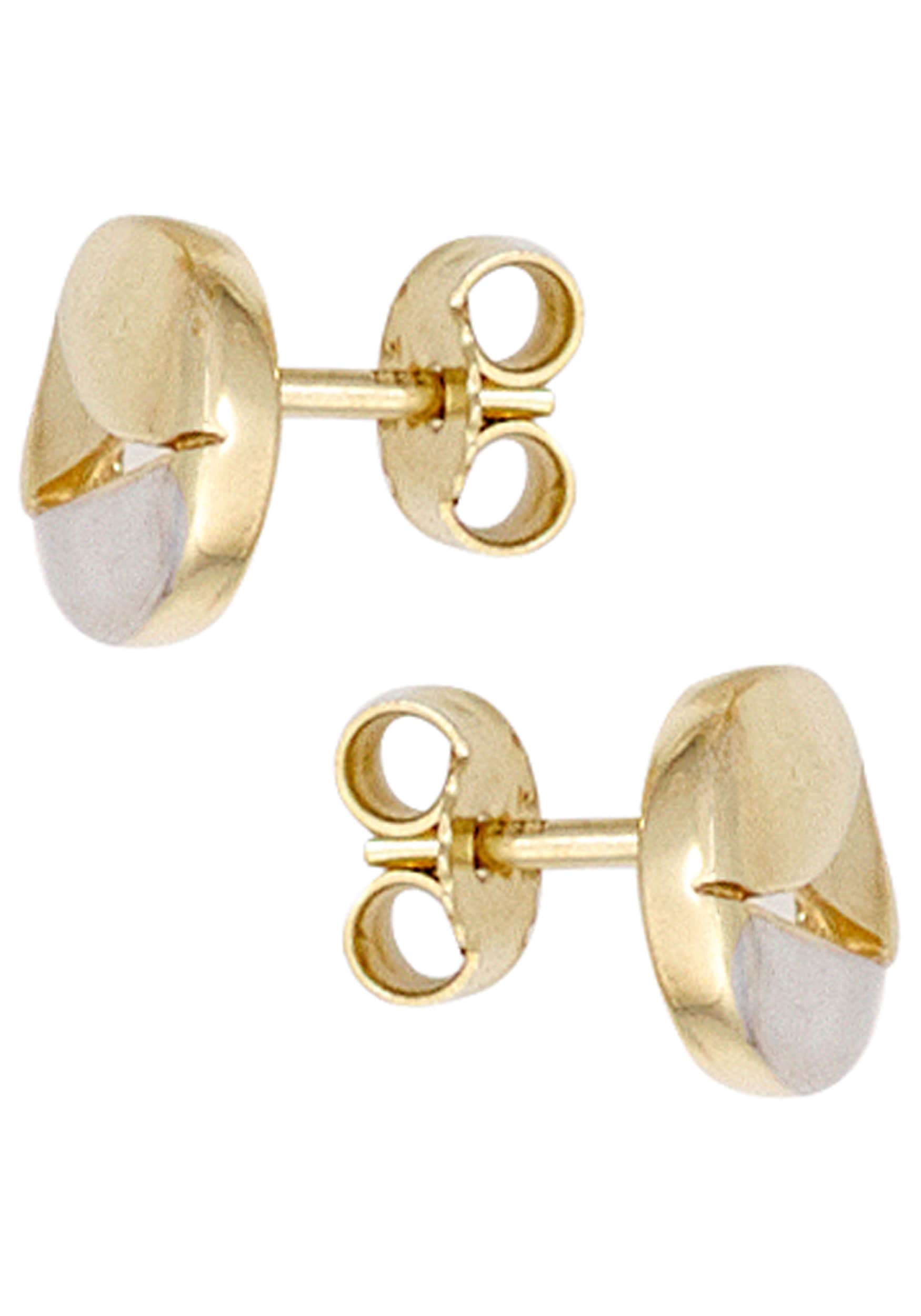 JOBO Paar Ohrstecker rund 333 Gold bicolor