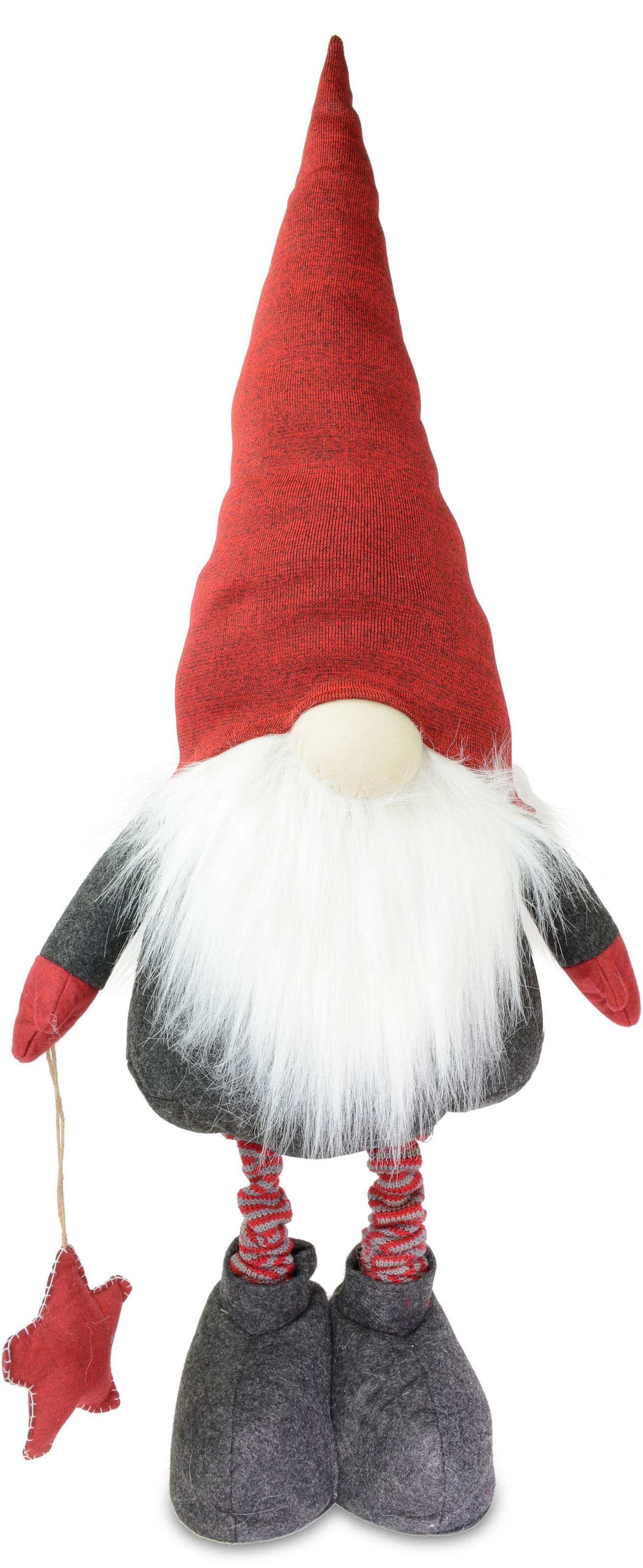 Black Friday RIFFELMACHER & WEINBERGER Weihnachtsfigur »Wichtel mit Bart  und Ausziehbeinen, Weihnachtsdeko rot«, Wichtel, Höhe ca. 102 cm bis 126 cm  | BAUR | Dekofiguren