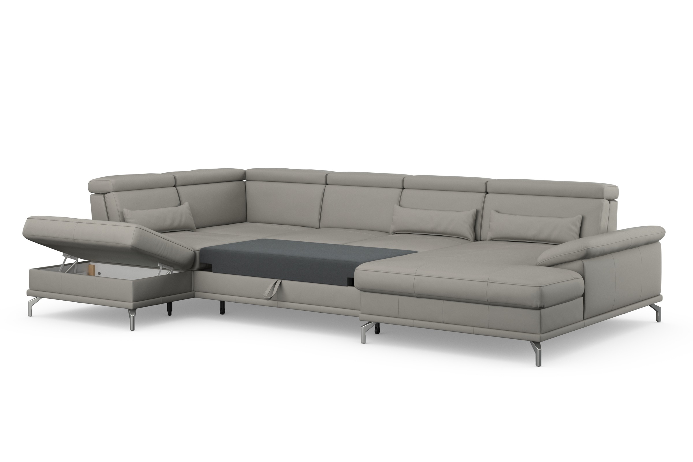 sit&more Wohnlandschaft »Cabrio U-Form, mit Sitztiefenverstellung, Arm- und Kopfteilverstellung«, 3 Nierenkissen, Federkern, optional Bettfunktion und Stauraum