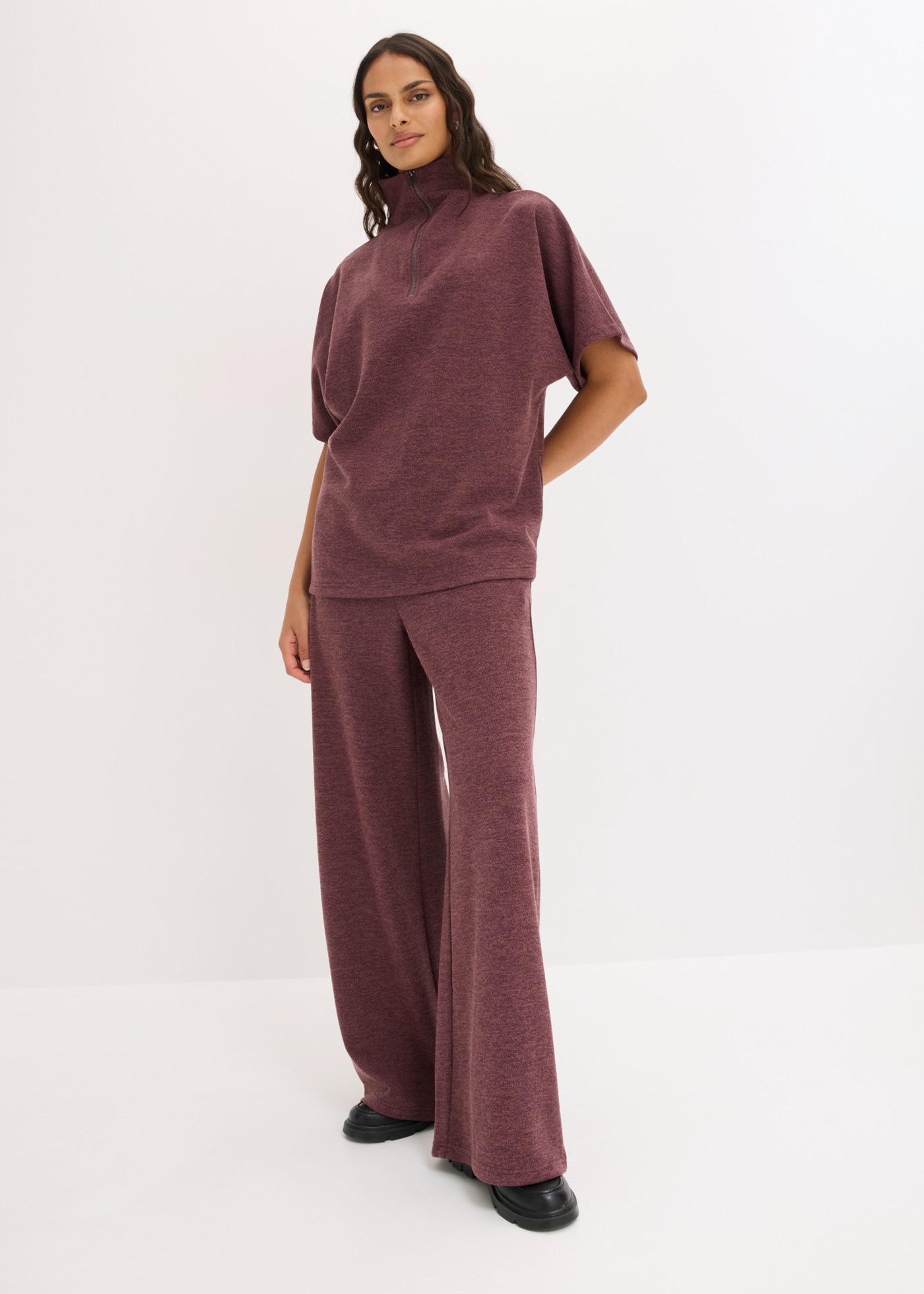 bonprix Strickpullover oversize, mit Reißverschluss am Troyerkragen