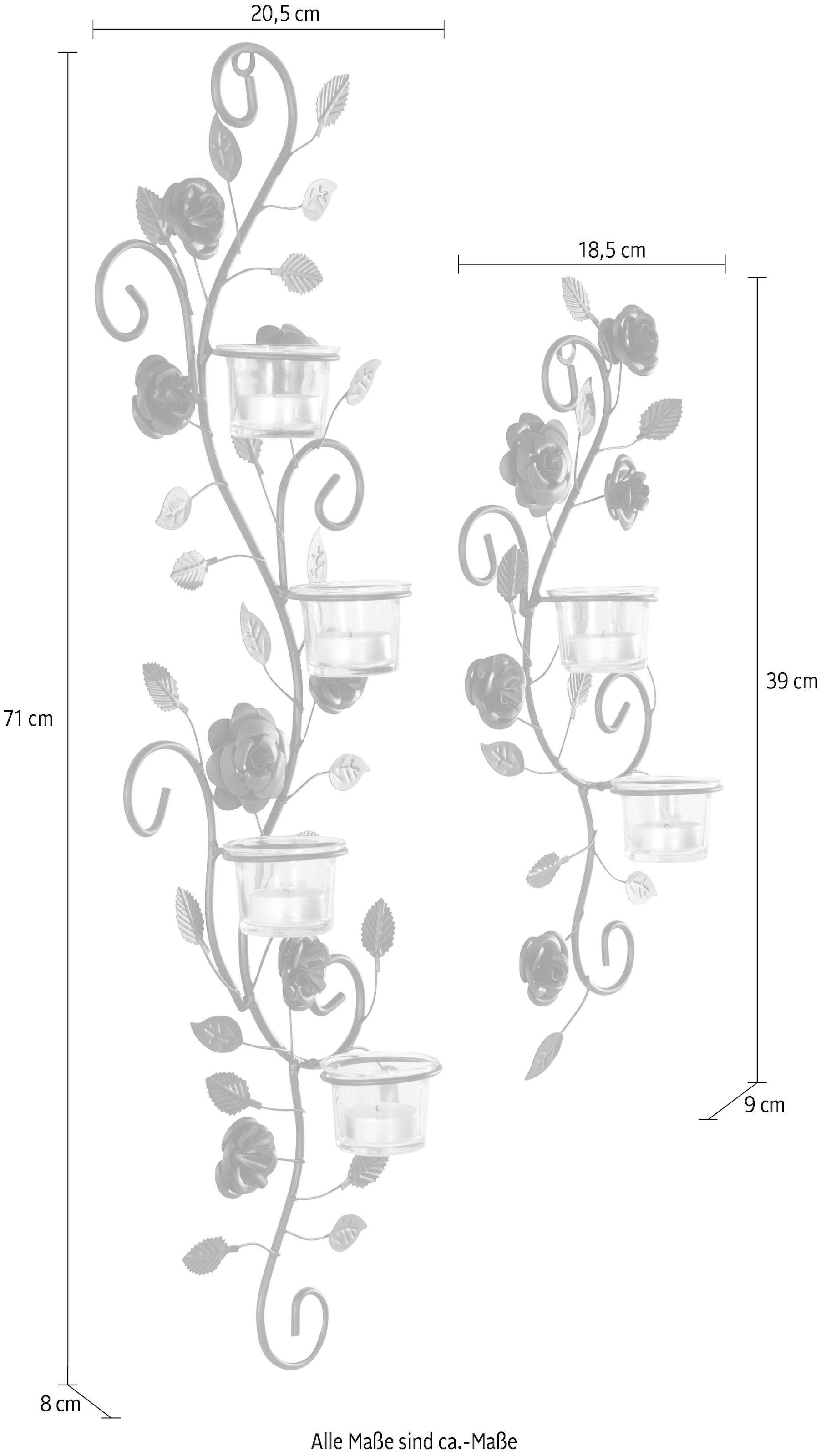 schwarz«, (2er-Set), affaire | Metall, Home Landhaus, schwarz »Blumenranke, Glas, antik Wandkerzenhalter kaufen BAUR