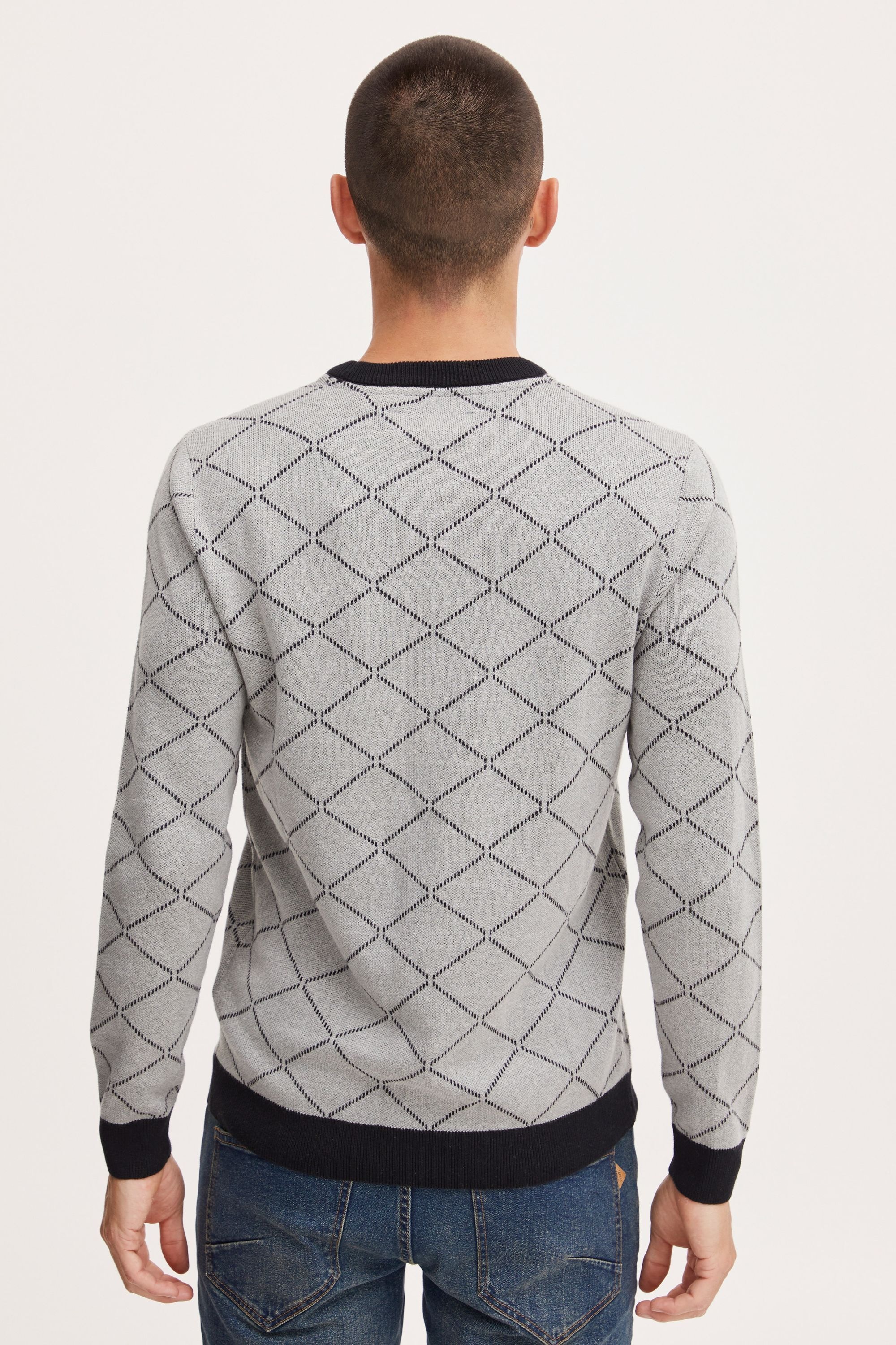 Rundhalspullover BLEND "Rundhalspullover BHNison", Herren, Gr. XL, grau (stone mix), Obermaterial: 75% Baumwolle CO. 25% Polyacryl PAN., Pullover Rundhalspullover 6