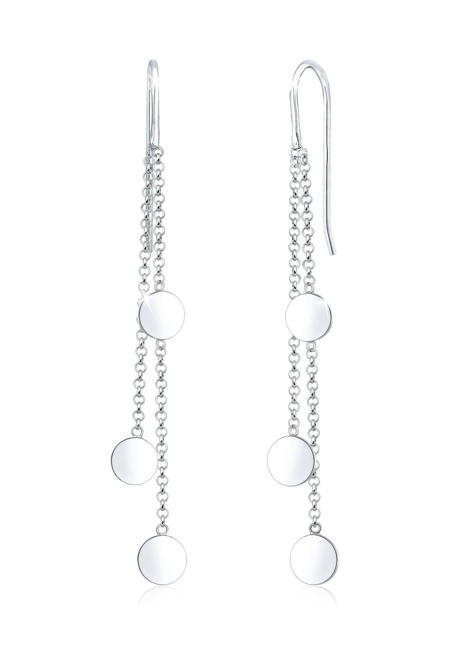Paar Ohrhänger ELLI "Ohrhänger Geo Kreis Plättchen Trend 925 Sterling Silber", silber, Ohrringe, Damen, onesize, ohne Stein, Silber 925 (Sterlingsilber)