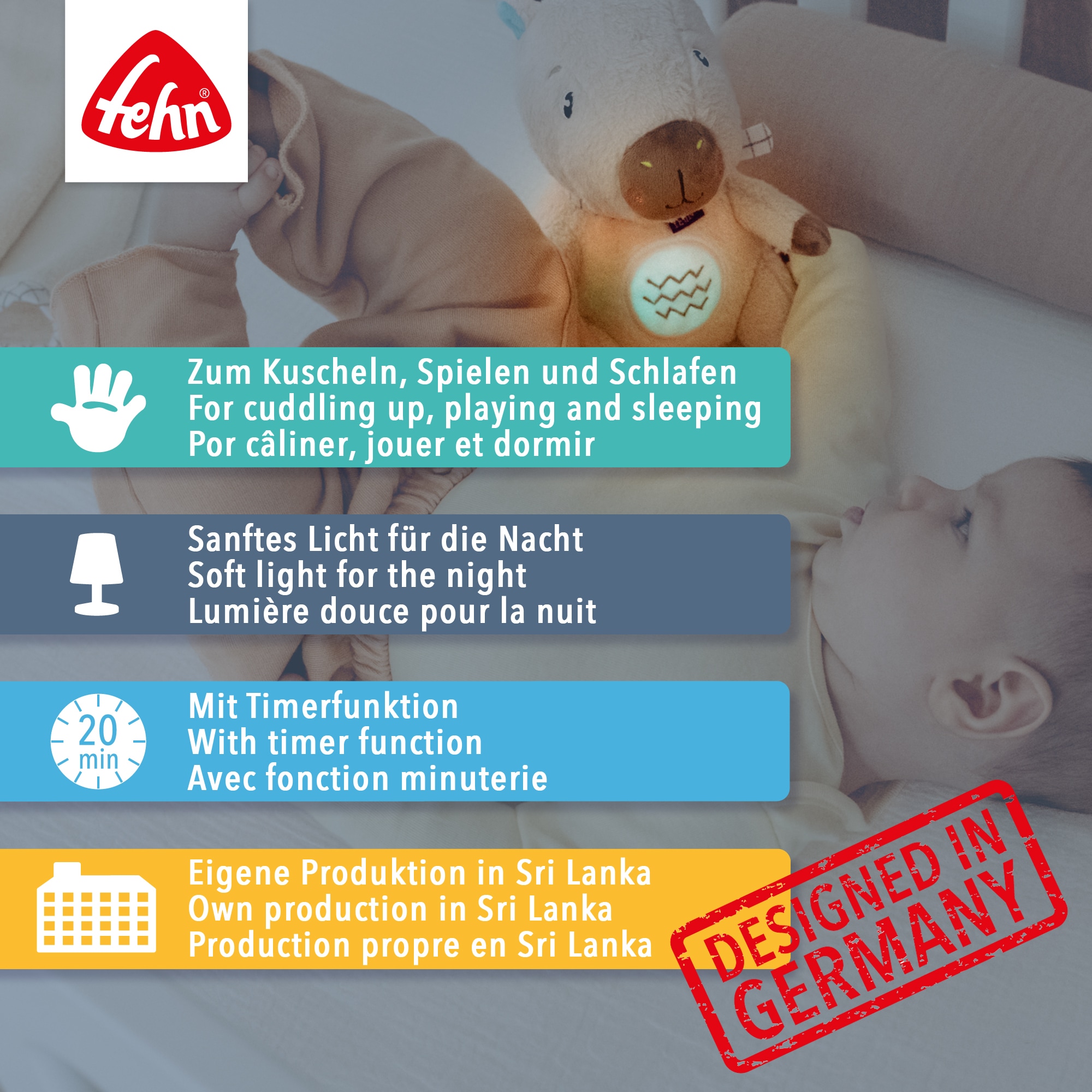 Fehn Kuscheltier »Capybara Clara, Nachtlicht Capybara« mit Licht