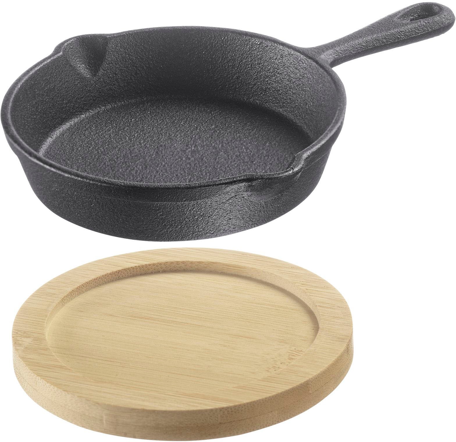 WESTMARK Grillpfanne »Tapas + Friends, kleine Gusseisenpfanne«, Aluminiumguss, 125 ml, inkl. Bambus-Untersetzer