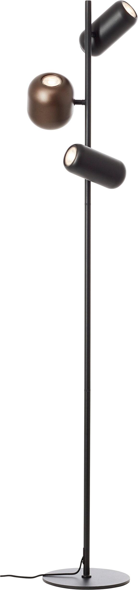 Brilliant Stehlampe »Jane« GU10 1 Stk. H 145 cm, 3x GU10 Fassung, schwenkbar, Metall, schwarz braun