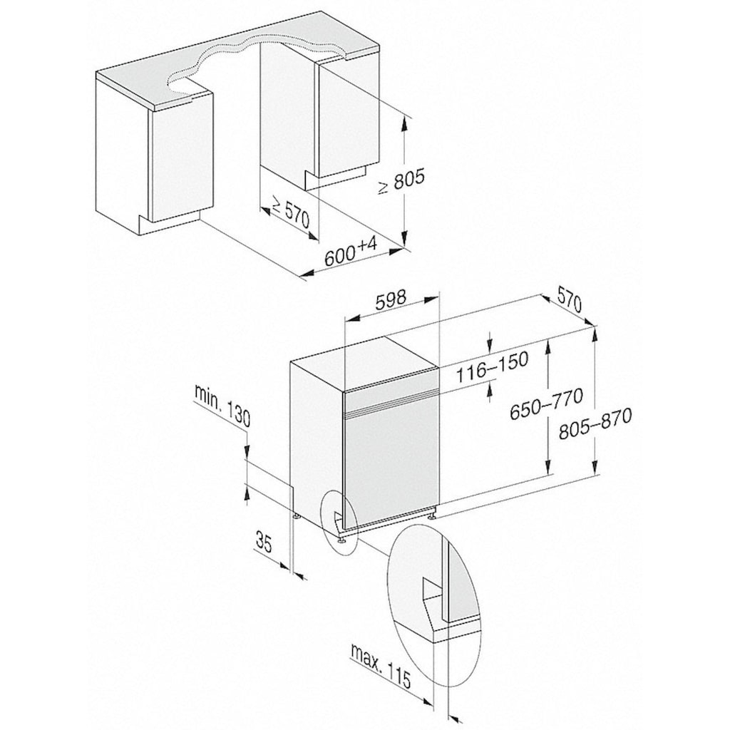 Miele teilintegrierbarer Geschirrspüler »G 5210 SCi Active Plus«, G 5210 SCi Active Plus, 14 Maßgedecke