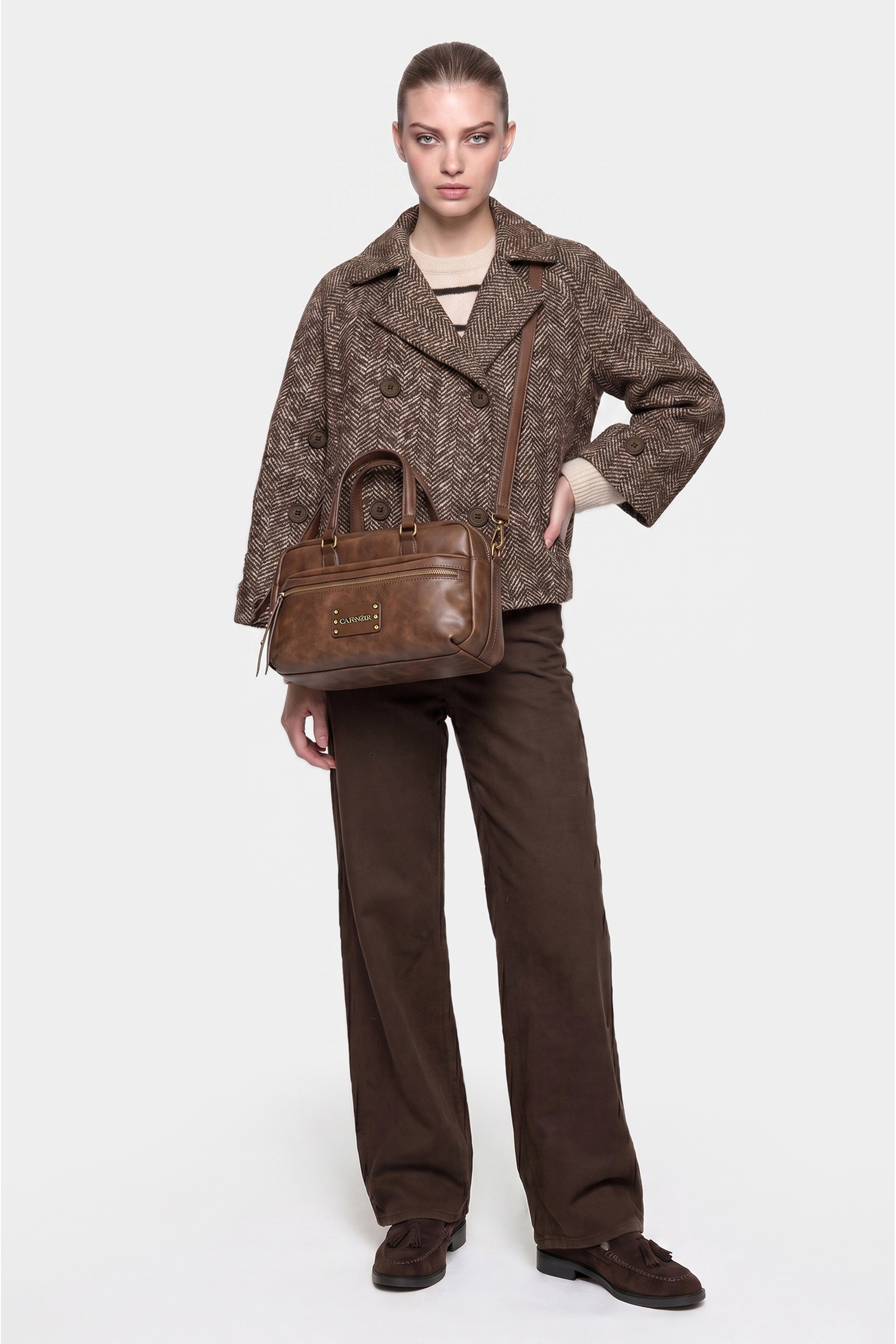 CAFèNoir Schultertasche »BOWLING BAG WITH FRONT ZIP POCKET C3MH1121 Damen« Handtasche Damen, Abendtasche, Tragetasche, Fashion, Lifestyle, Sale