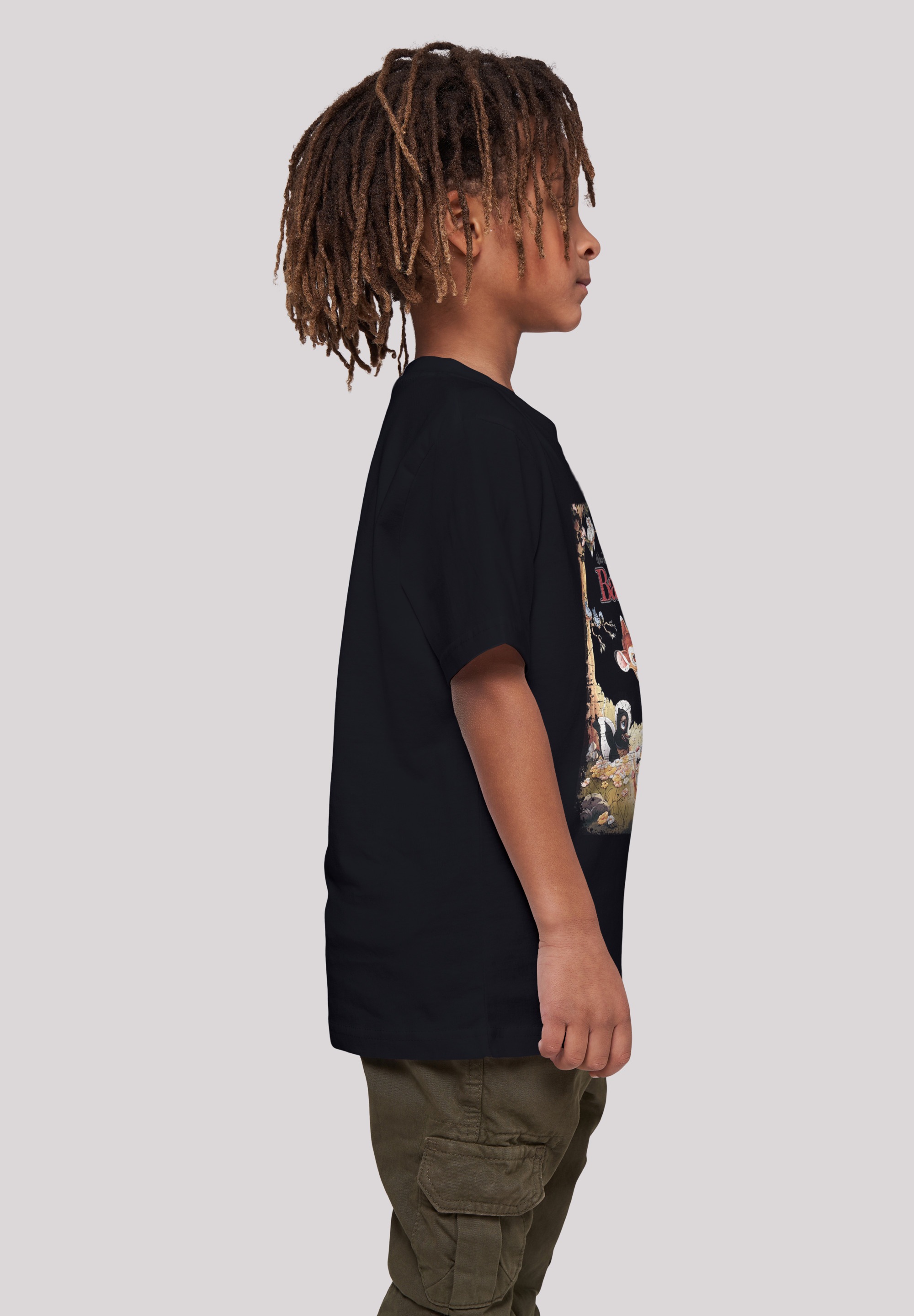F4NT4STIC Kurzarmshirt »F4NT4STIC Kinder Bambi Retro Poster -BLK with Kids Basic Tee«, (1 tlg.)