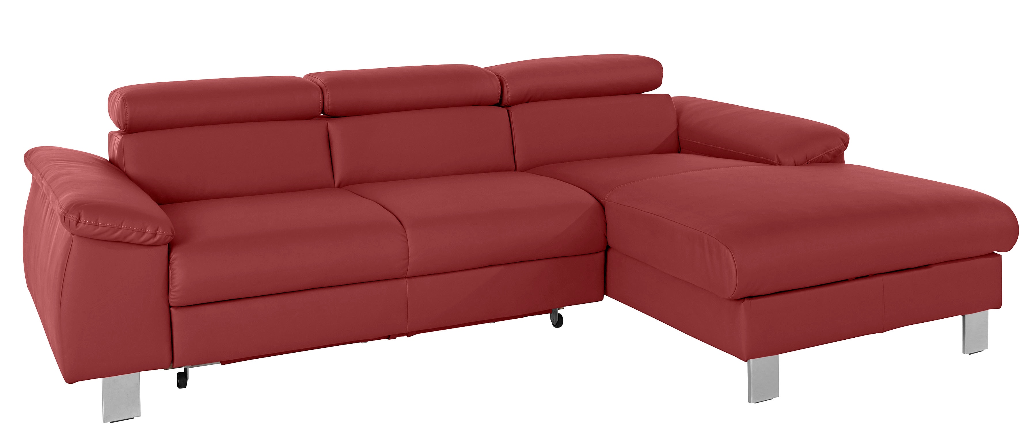 COTTA Ecksofa "Komaris L-Form,B:244cm, inkl. Kopfteilverstellung, Wellenunterfederung" optional mit Schlaffunktion und Bettkasten, plus opt. LED Beleuchtung