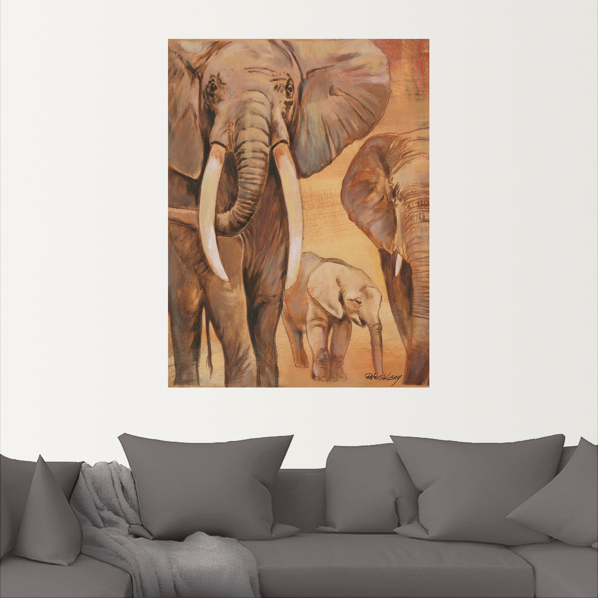 Artland Leinwandbild »Elefanten I«, Wildtiere, (1 St.), auf Keilrahmen gespannt