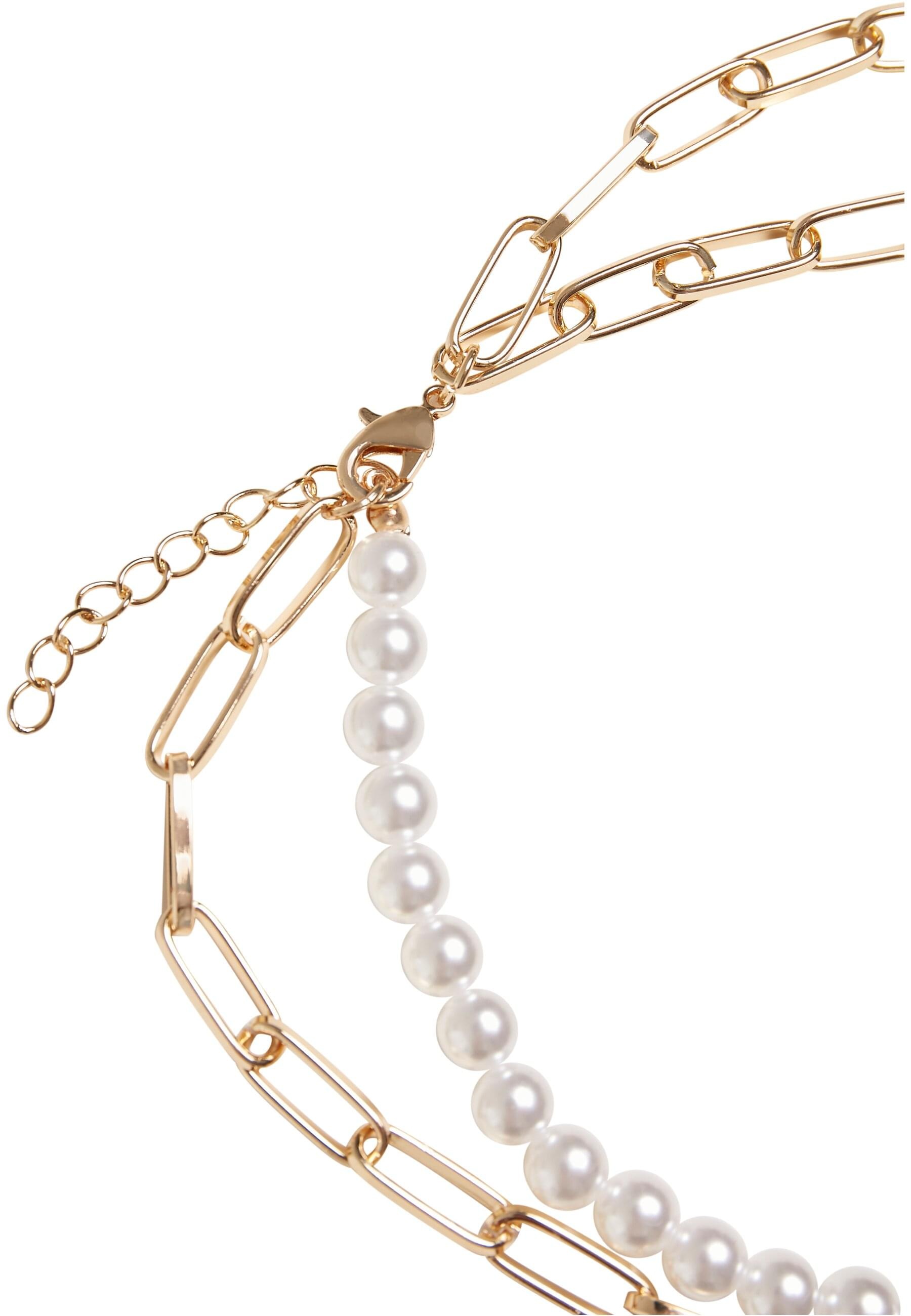 URBAN CLASSICS Edelstahlkette »Urban Classics Unisex Pearl Cross Layering Necklace«