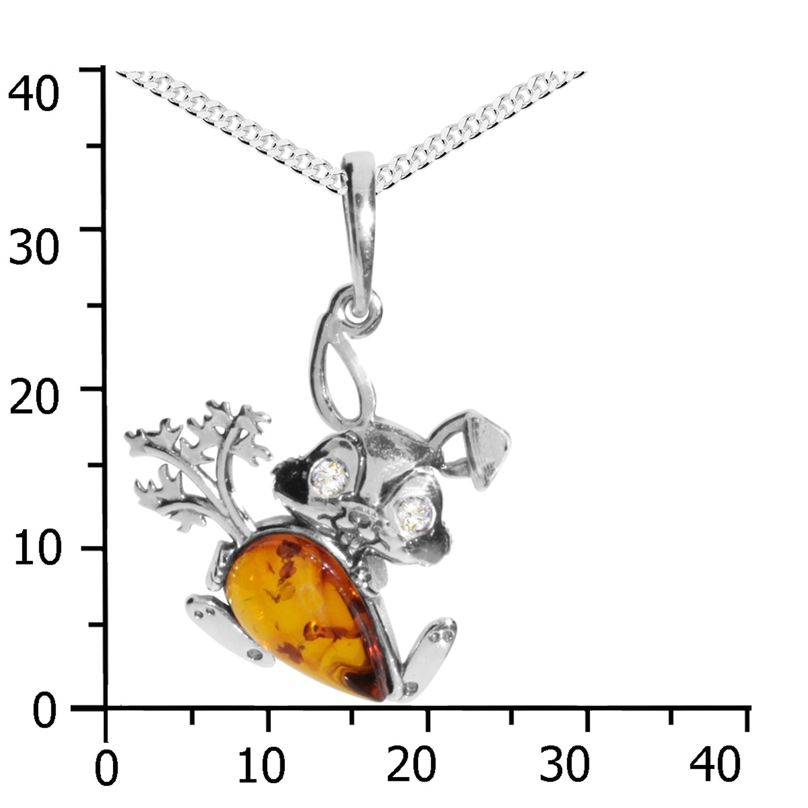 OSTSEE-SCHMUCK Kette mit Anhänger »- Hase mit Möhre - Silber 925/000 - Bernstein/Zirk.«