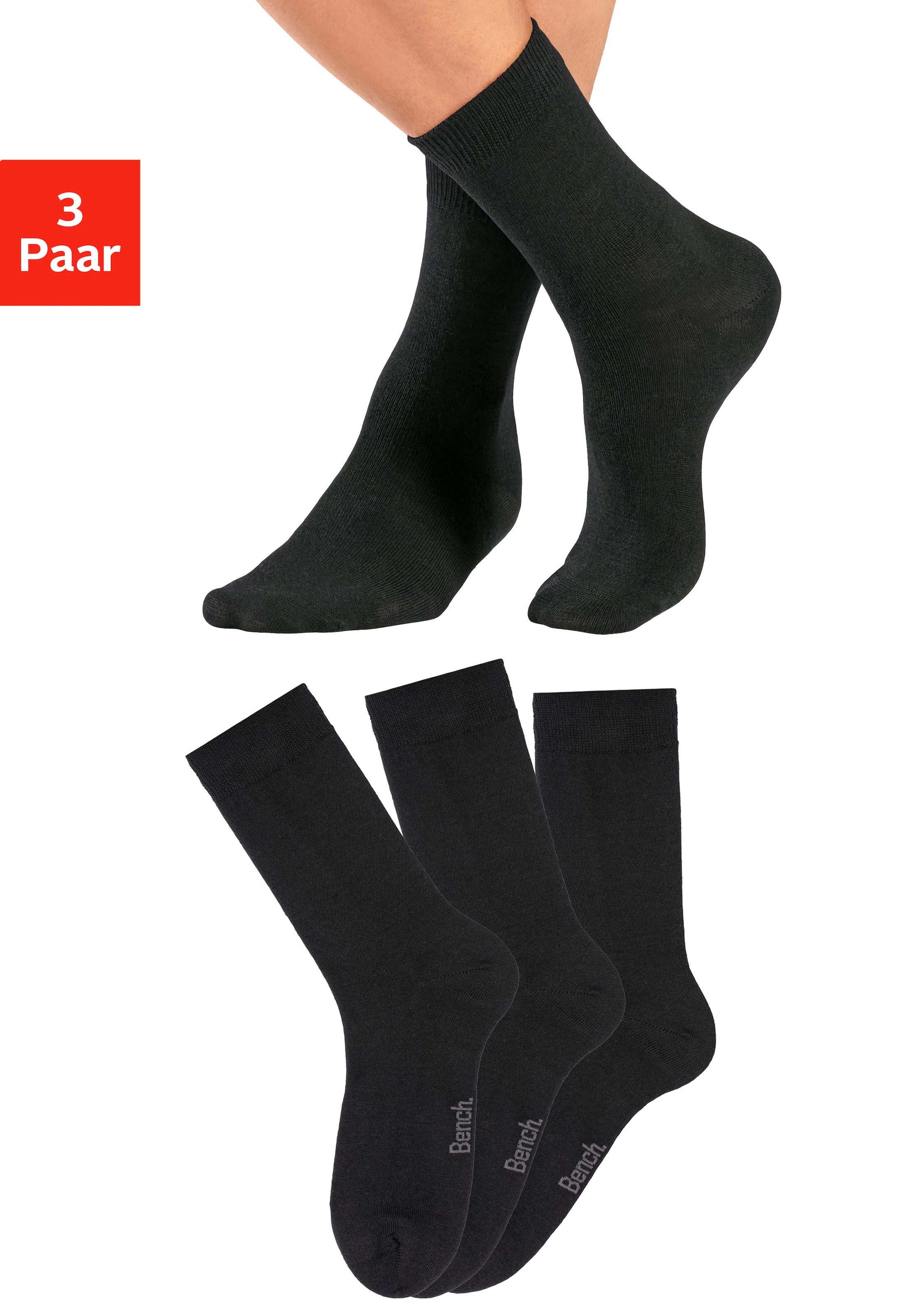 Bench. Socken, (Packung, 3 Paar), Herrensocken mit wärmender Wolle günstig online kaufen