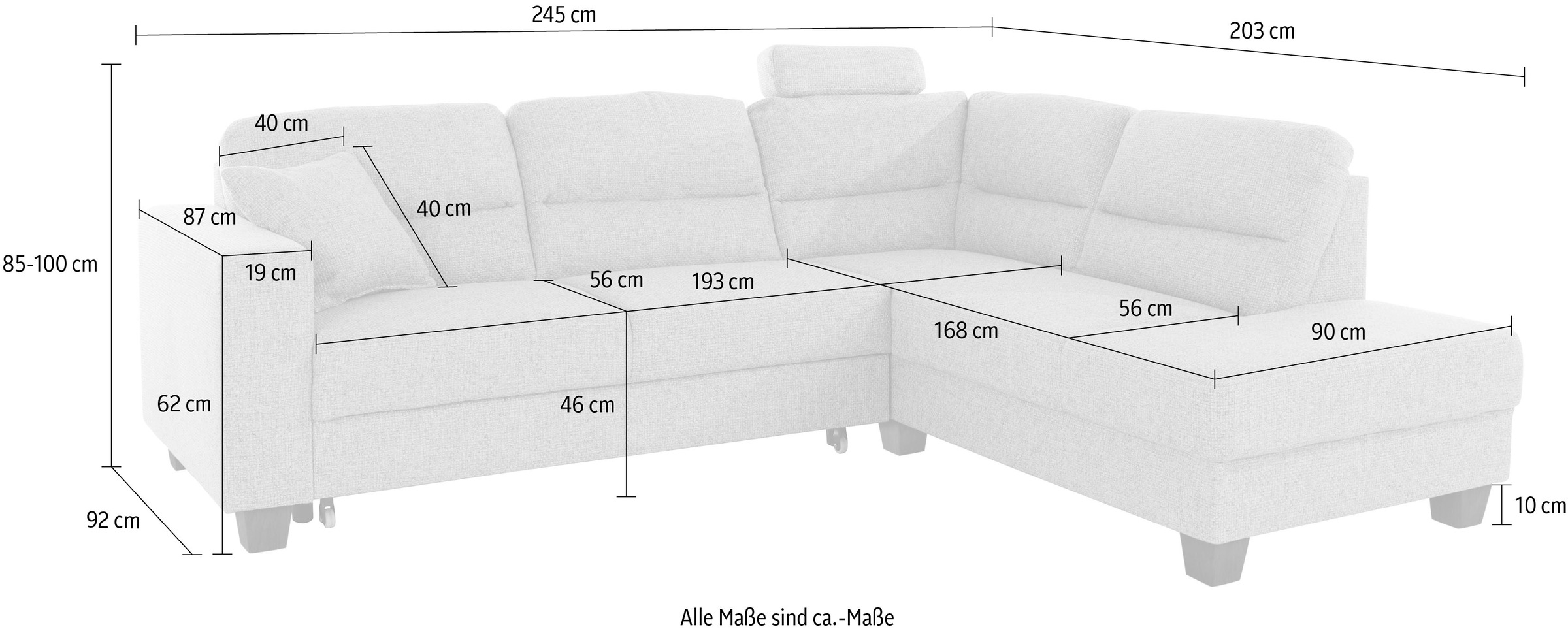 TRENDMANUFAKTUR Ecksofa »Chamber, L-Form«, wahlweise mit Schlaffunktion