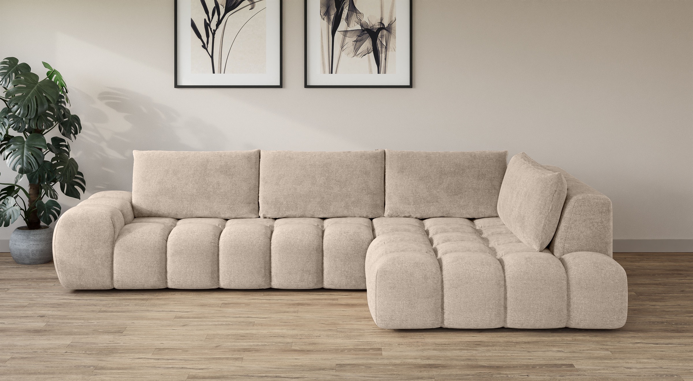 OTTO home Ecksofa "AZITA L-Form, XXL 352 cm Designsofa in Bubble-Opitk" los günstig online kaufen