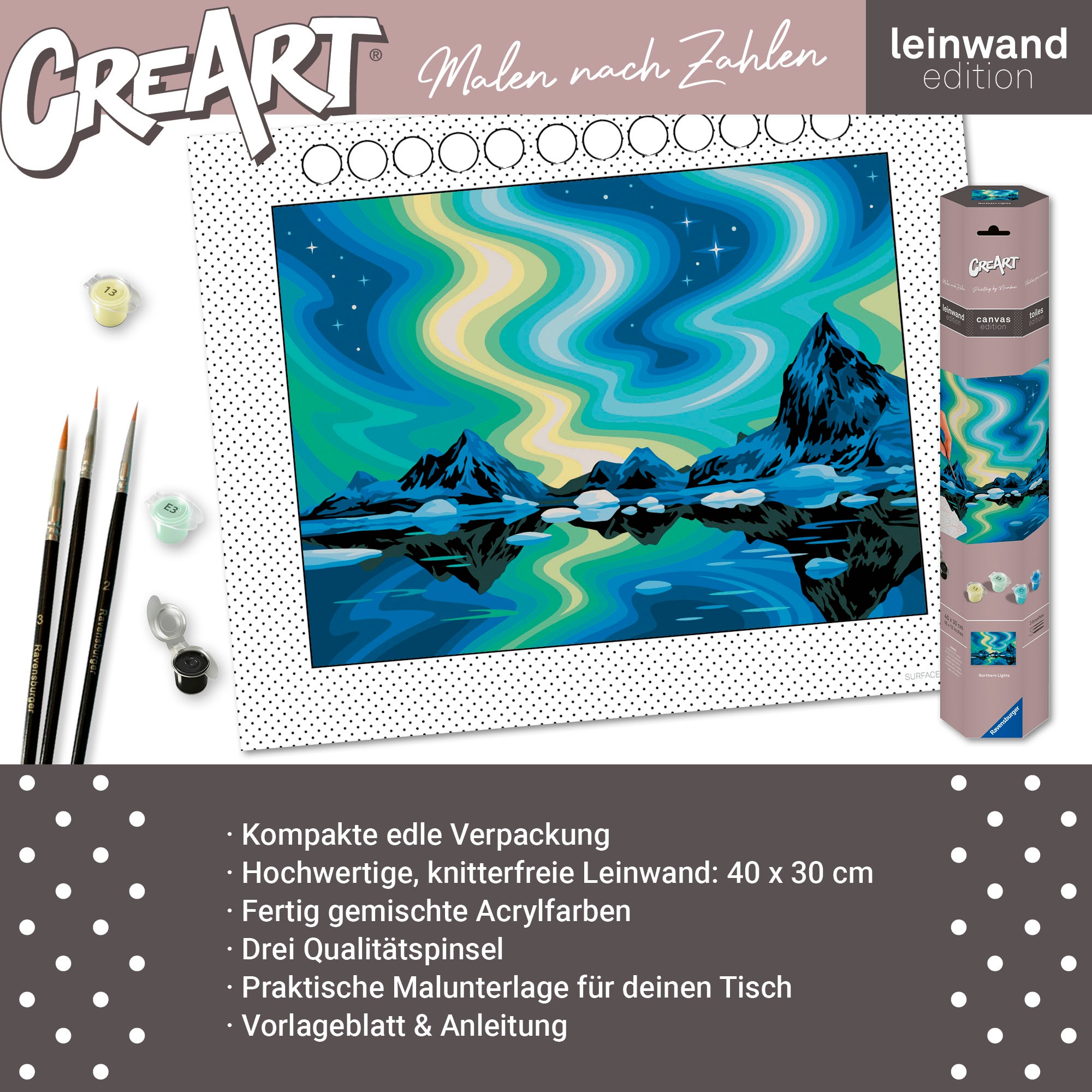 Ravensburger Malen nach Zahlen »CreArt, Leinwand Nordlichter«, Made in Europe