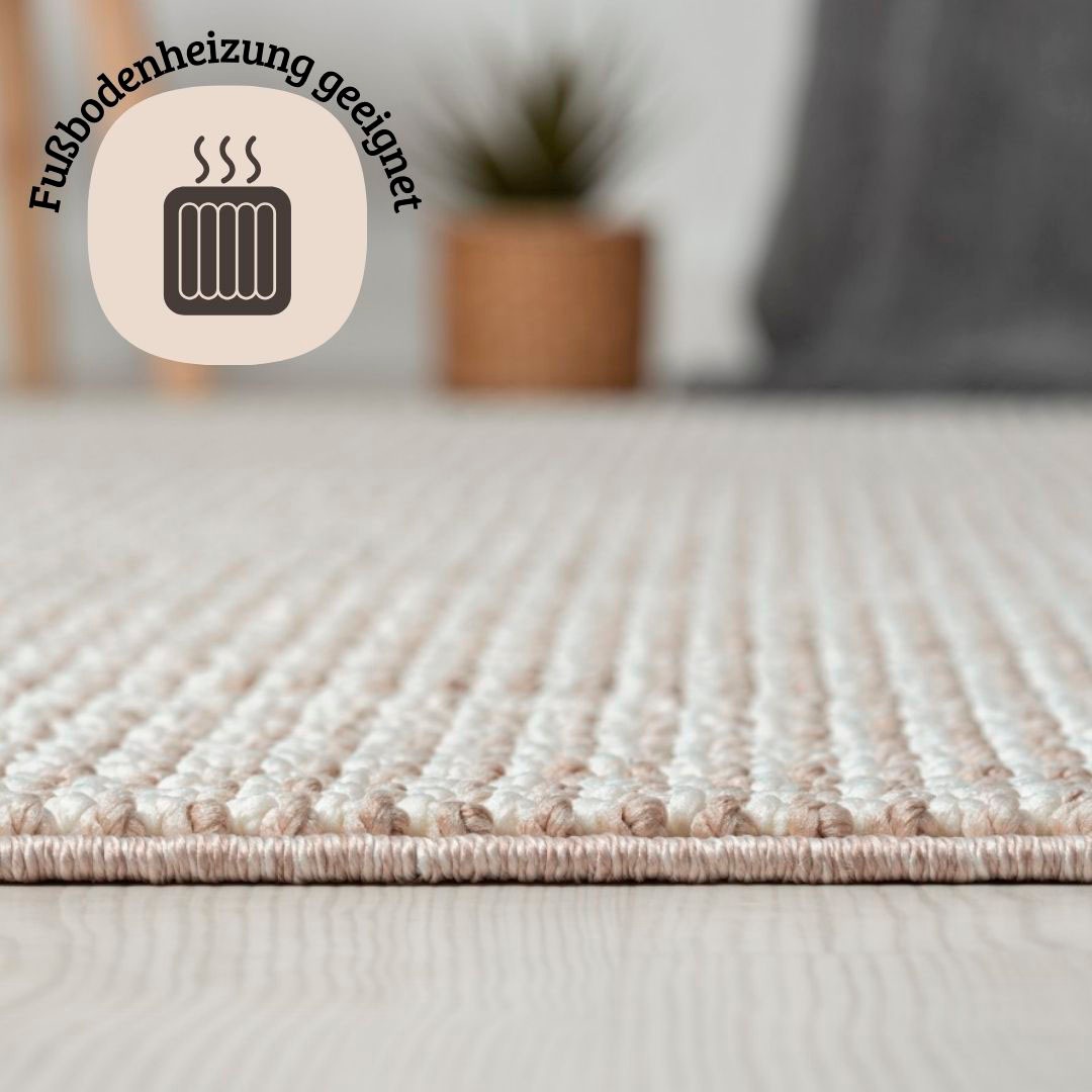 my home Teppich »Vals«, rechteckig, 7 mm Höhe, Uni Farben, meliert, Sisal-Optik, auch in rund erhältlich, mit Fransen