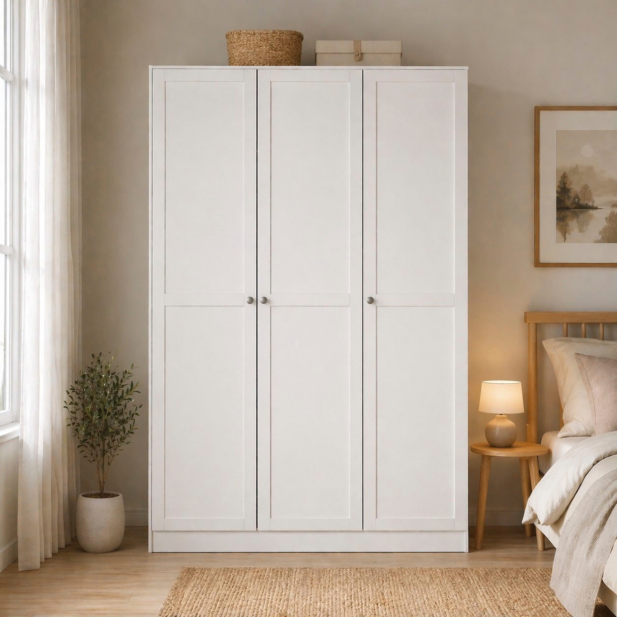 Home affaire Kleiderschrank "Billund, skandinavischen Design & viel Stauraum, 2 Breiten 145/195 cm" Viel Stauraum mit Böden & Kleiderstange, praktische Aufteilung
