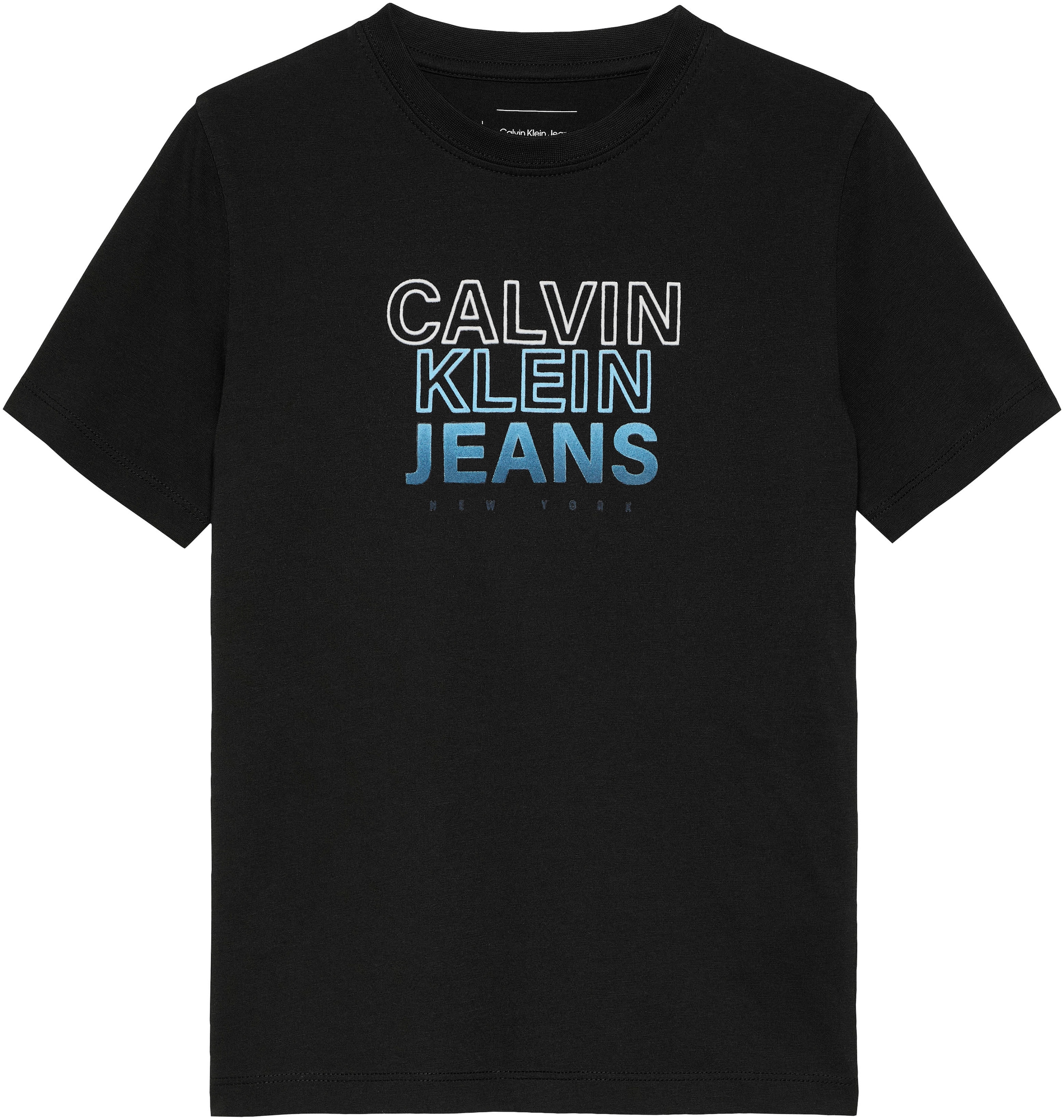 Calvin Klein Jeans Rundhalsshirt »GRADIENT FLOCK LOGO SS T-SHIRT«, für Kinder bis 16 Jahre mit Logoprägung