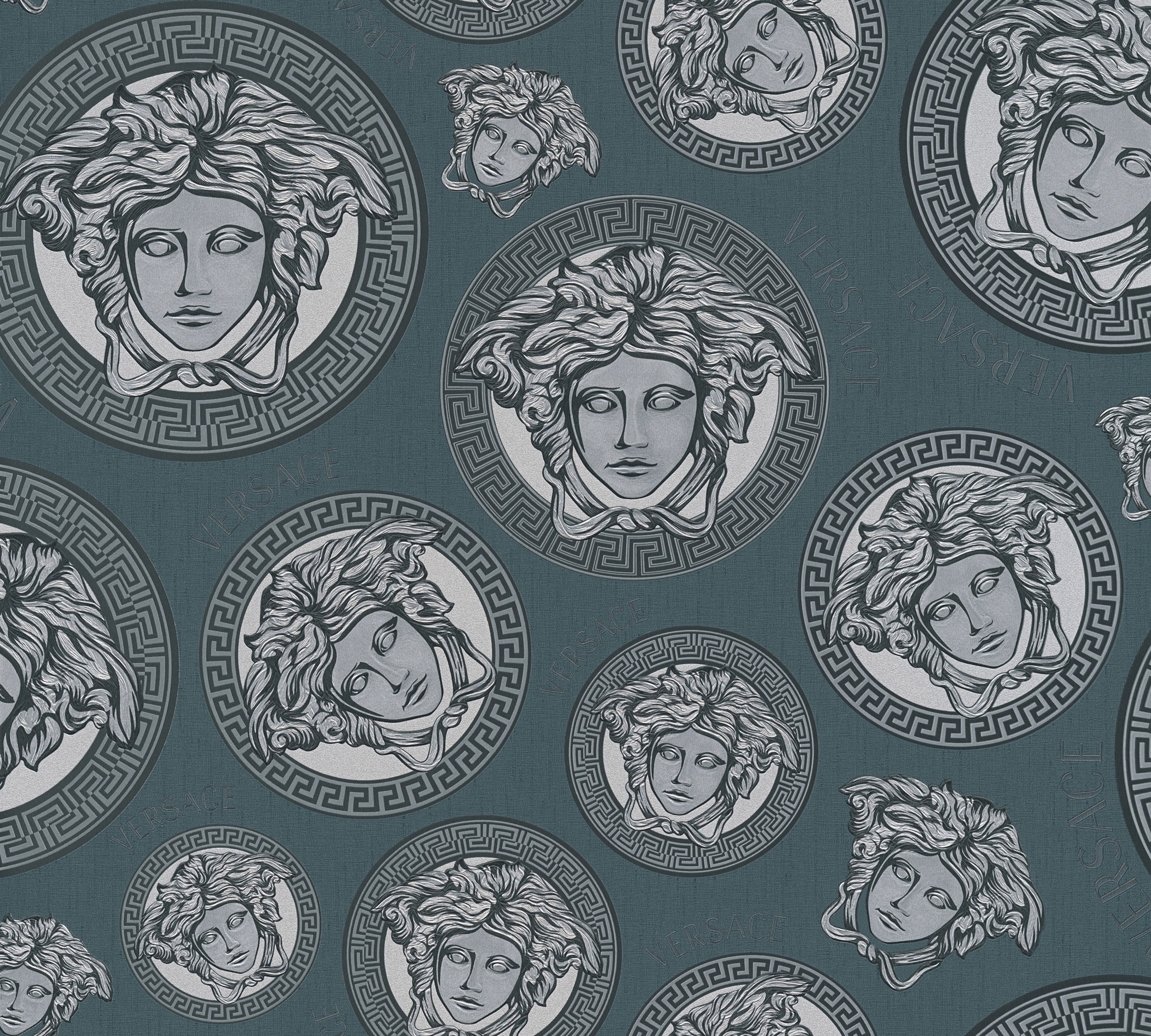 Versace Vliestapete "Wallpaper Versace 5 Medusakopf" abstrakt gemustert leicht glänzend leicht strukturiert Designertapete Tapeten Wohnzimmer Schlafzimmer Küche Flur Design Optik