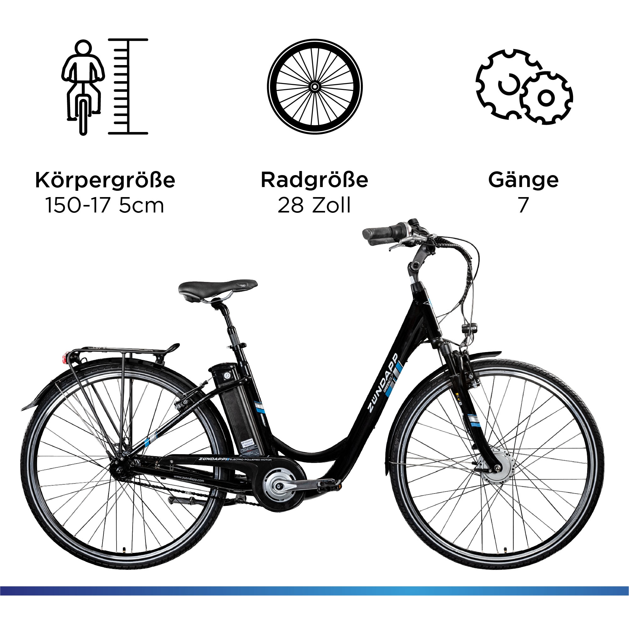 Zündapp E-Bike »Green 3.7«, 7 Gang, Frontmotor 250 W, Pedelec, Elektrofahrrad für Damen u. Herren