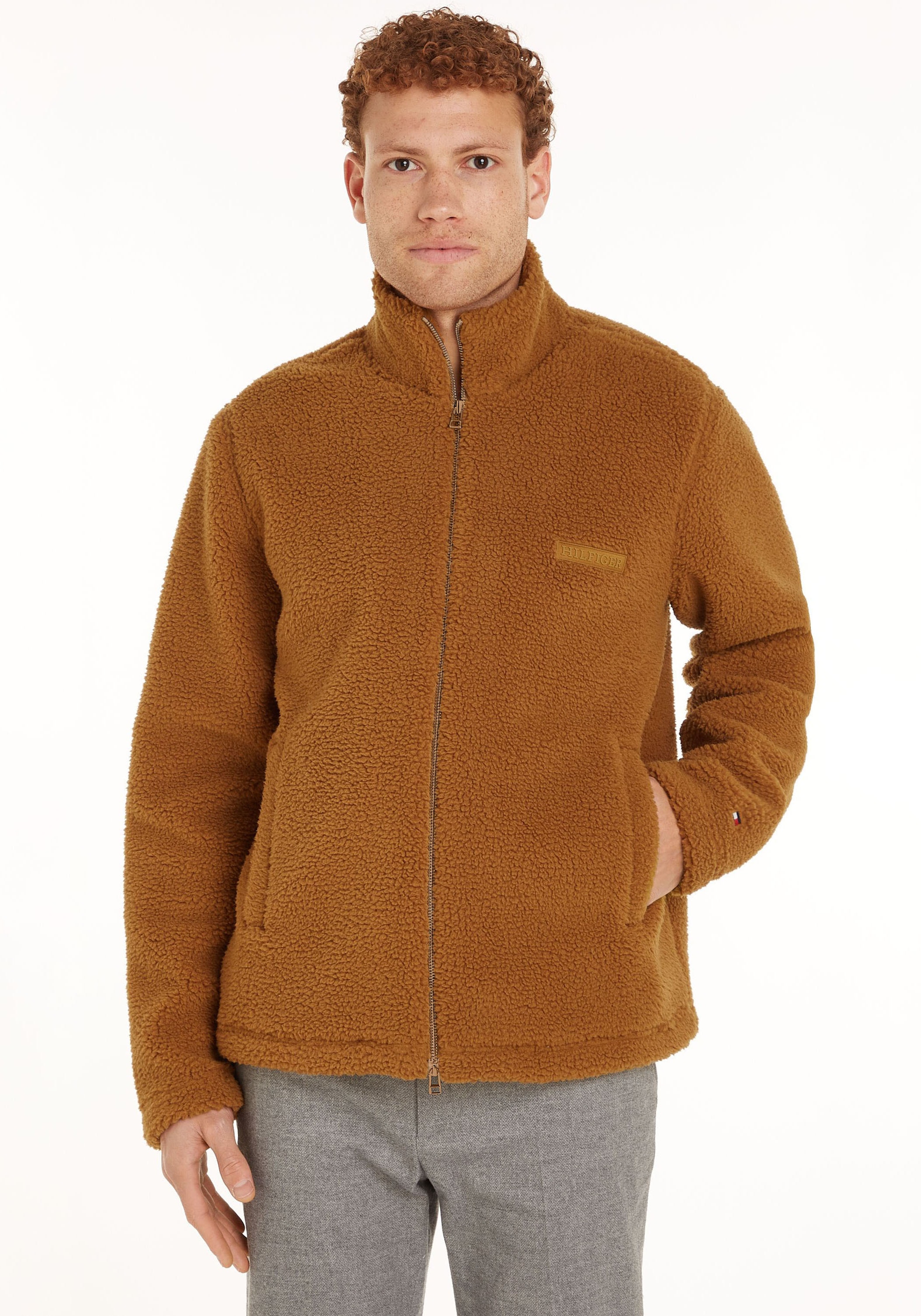 Tommy Hilfiger Sweatjacke »MONOTYPE TEXTURED FLEECE ZT«, aus strukturiertem Teddy-Fleece