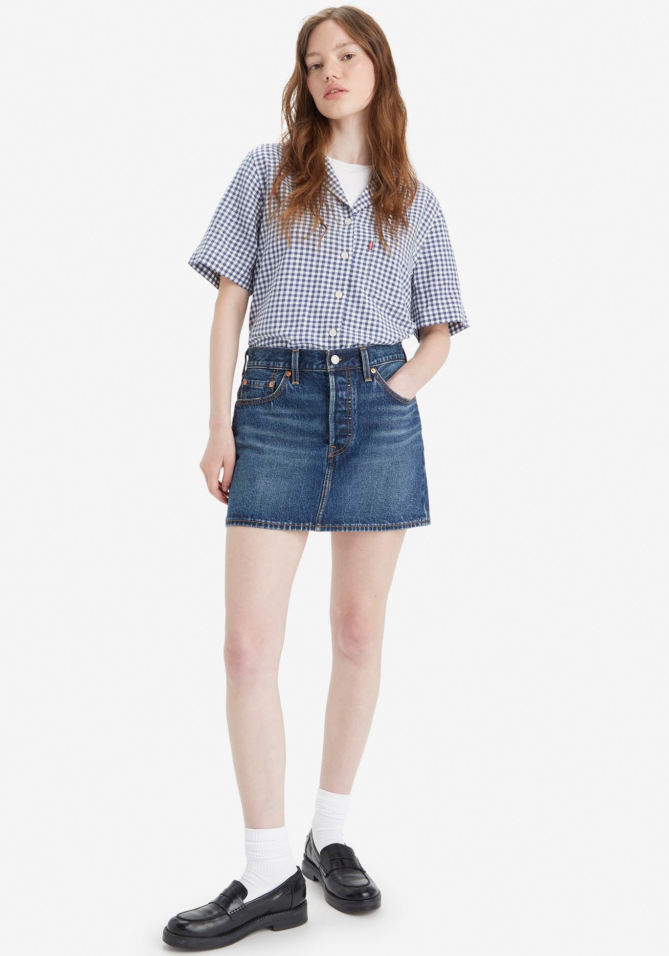 Levi's® Jeansrock »ICON SKIRT«, mit Used-Effekten und ausgefransten Kanten