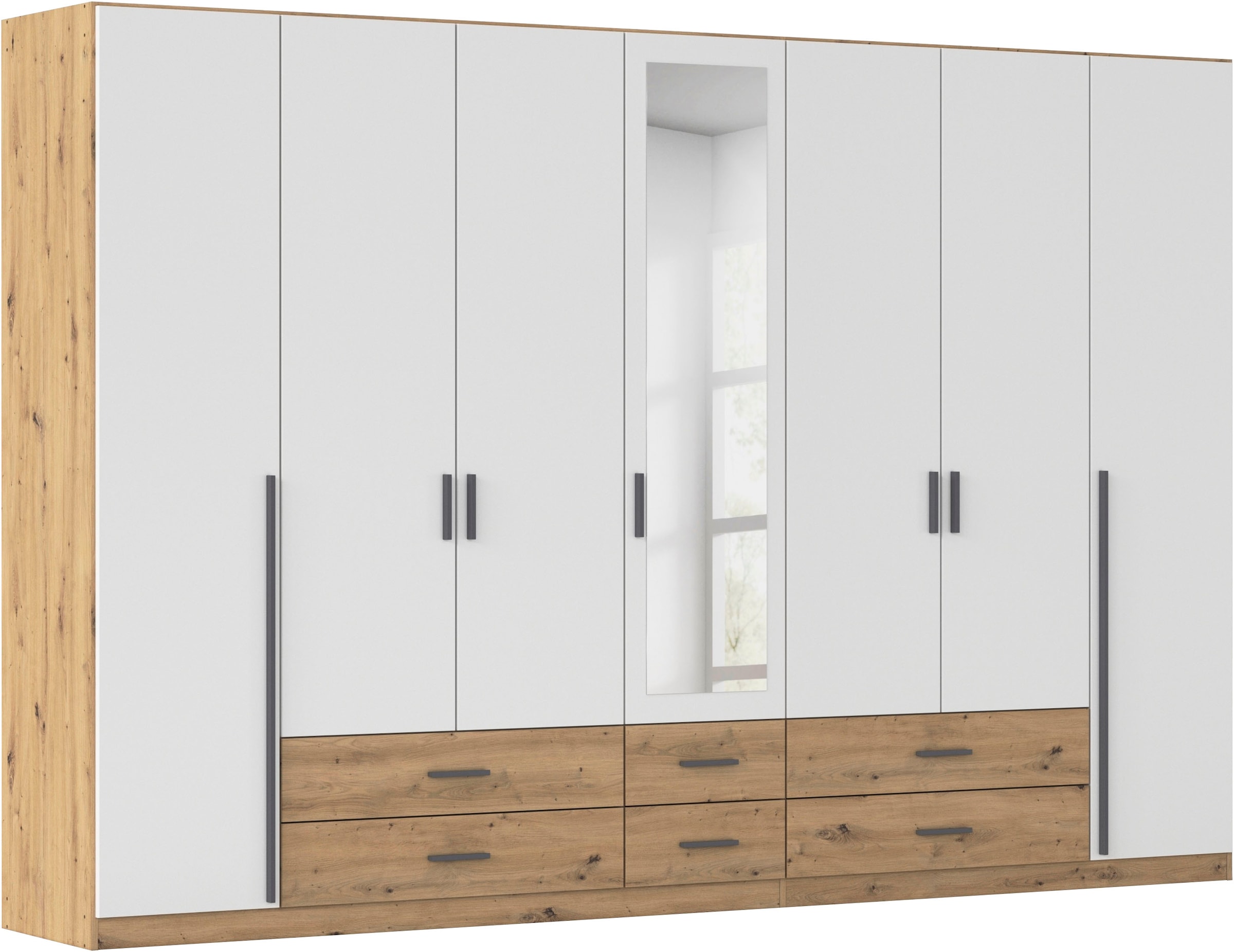 rauch Kleiderschrank "Schrank Garderobe Ankleide GAMMA Breiten 91/136/181/226/271/315/360 cm" in 3 Ausstattungen BASIC/CLASSIC/PREMIUM (inkl. SOFT-CLOSE-Funktion), verschiedene Griff-Varianten, mit Spiegel TOPSELLER MADE IN GERMANY