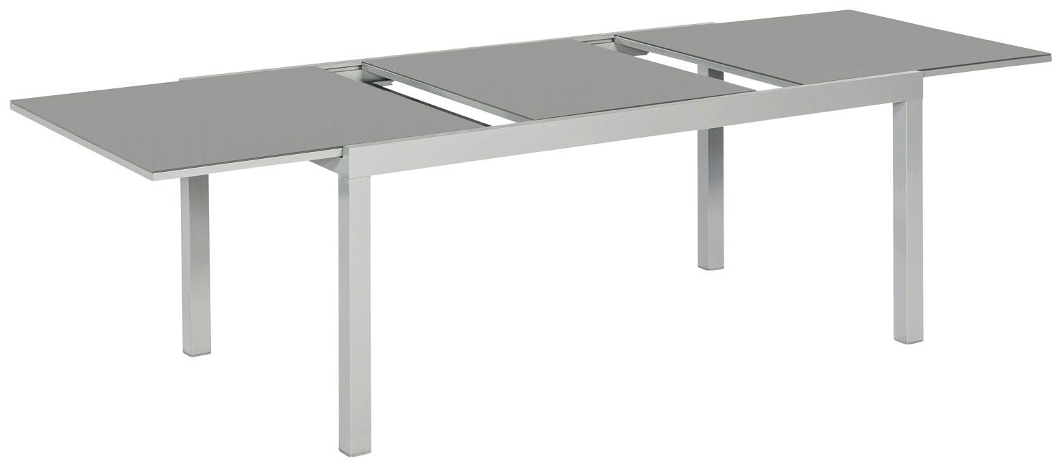 MERXX Gartentisch »Ausziehtisch«, BxT: 89,5x150/220 cm, silberfarben, graue Sicherheitsglasplatte