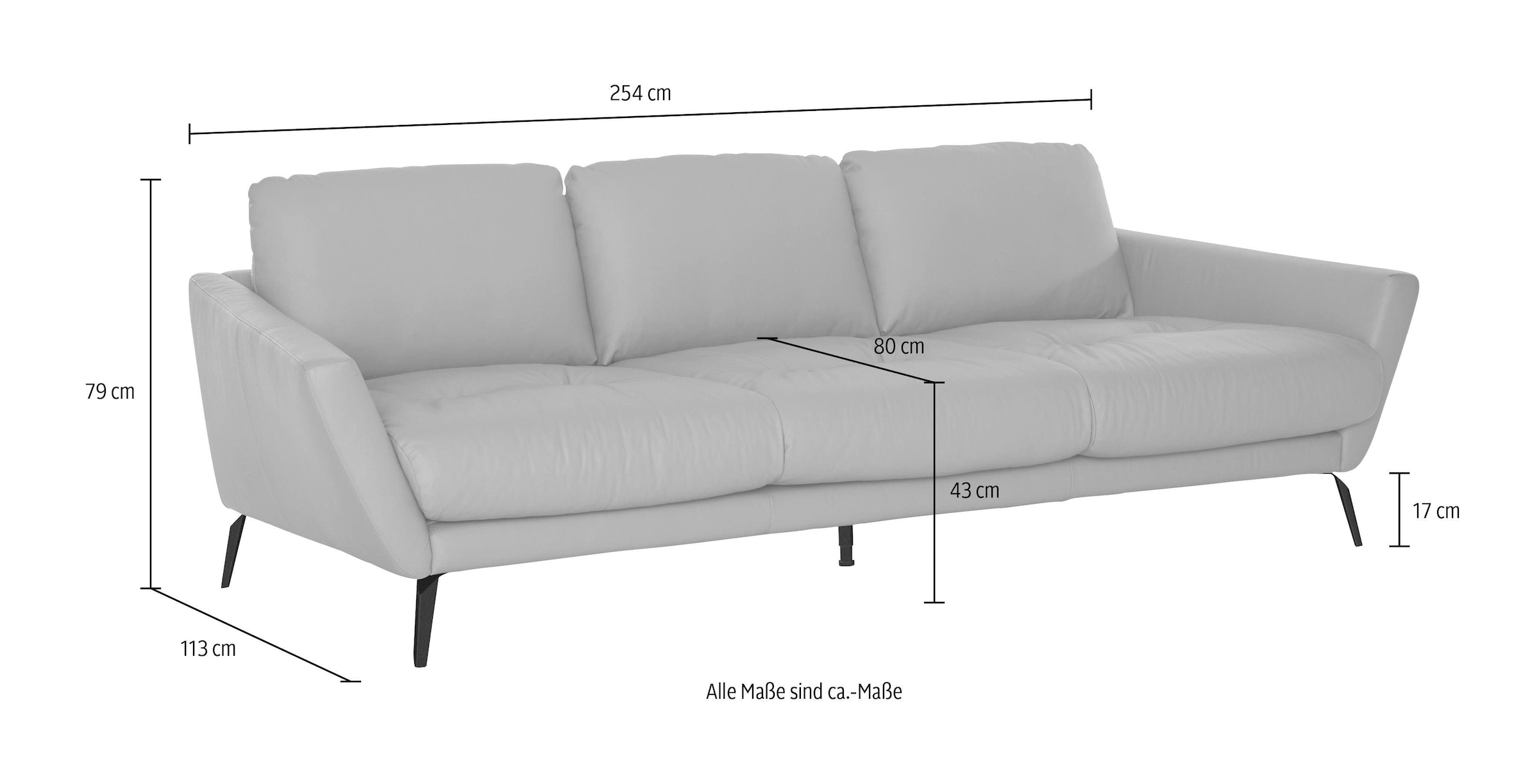 W.SCHILLIG Big-Sofa »softy«, mit dekorativer Heftung im Sitz, Füße schwarz pulverbeschichtet