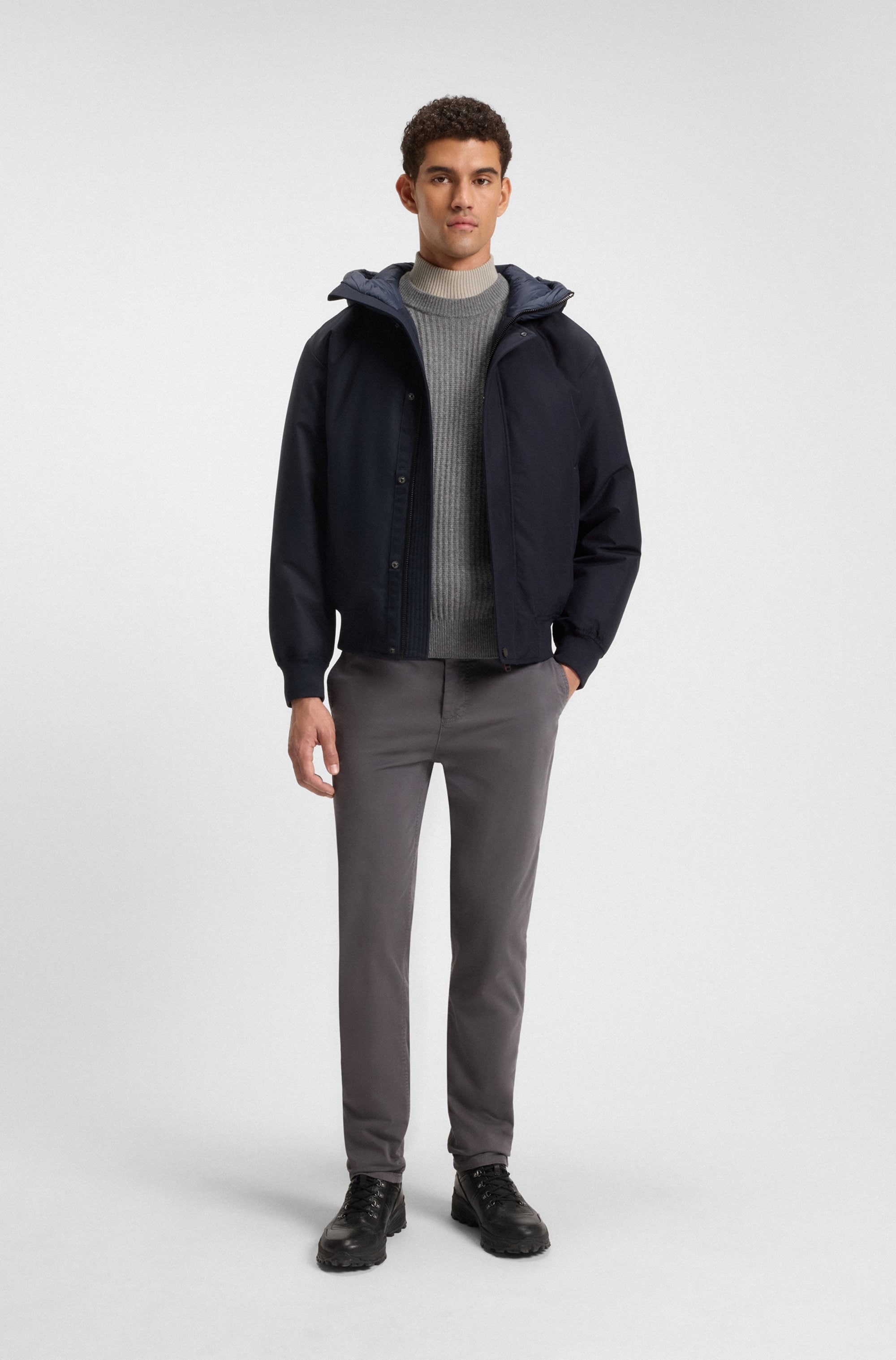 BOSS ORANGE Blouson »Osis«, mit Kapuze, relaxed fit, mit wattierter Kapuze, verdeckter Reißverschluss