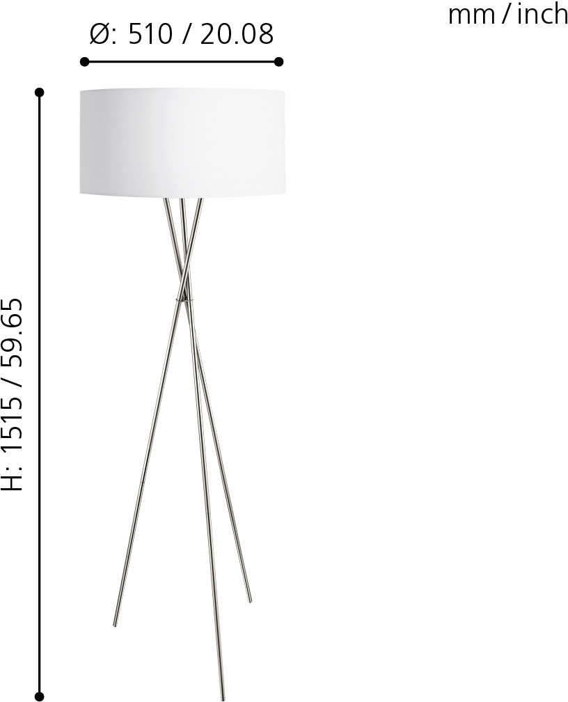 EGLO Stehlampe »FONDACHELLI«, 1 flammig, Leuchtmittel E27 | ohne Leuchtmittel, weiß nickel / Ø51 x H151,5 cm / Hochwertige Stehlampe