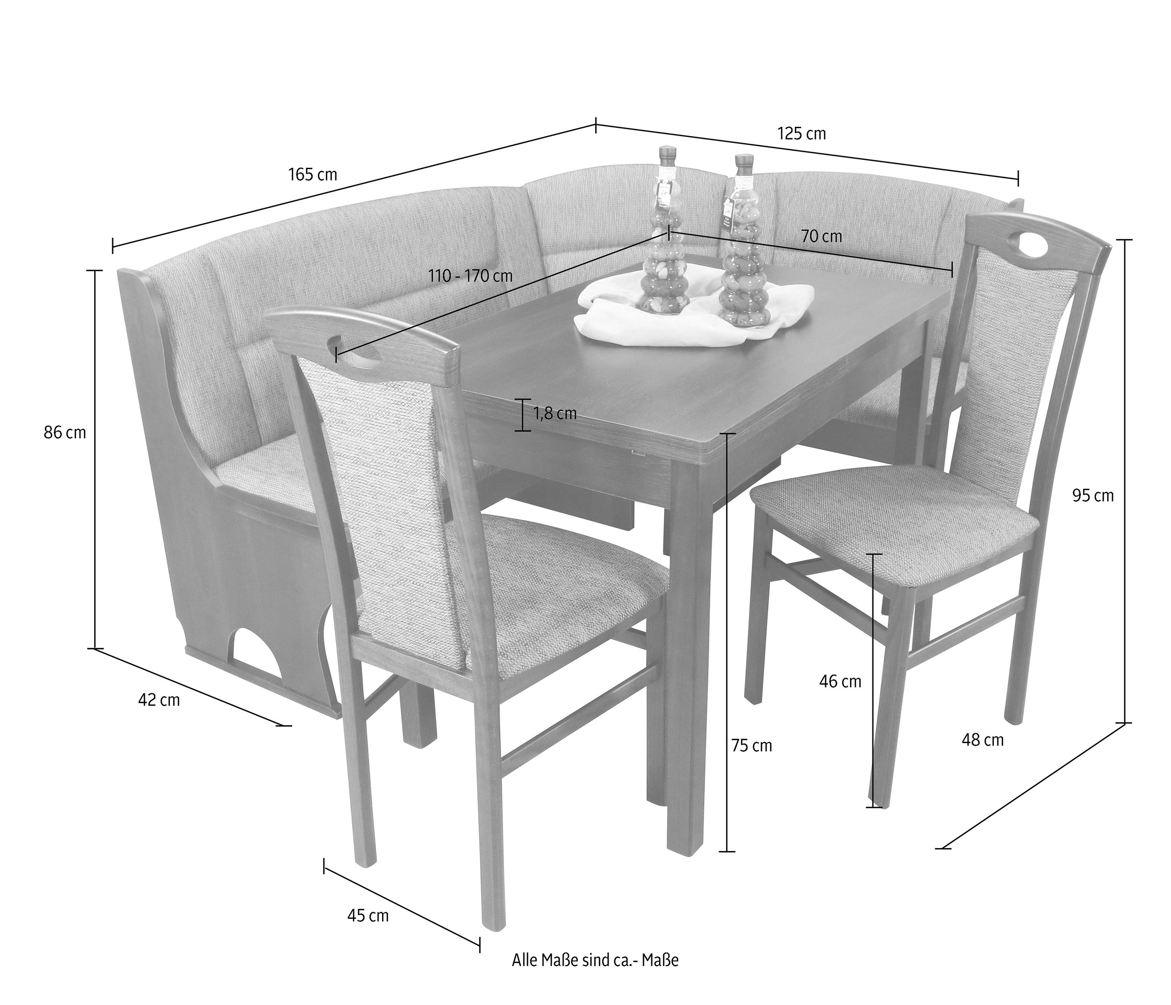 Home affaire Eckbankgruppe »Madrid«, (Set, 4 tlg.), Schenkel wechselbar