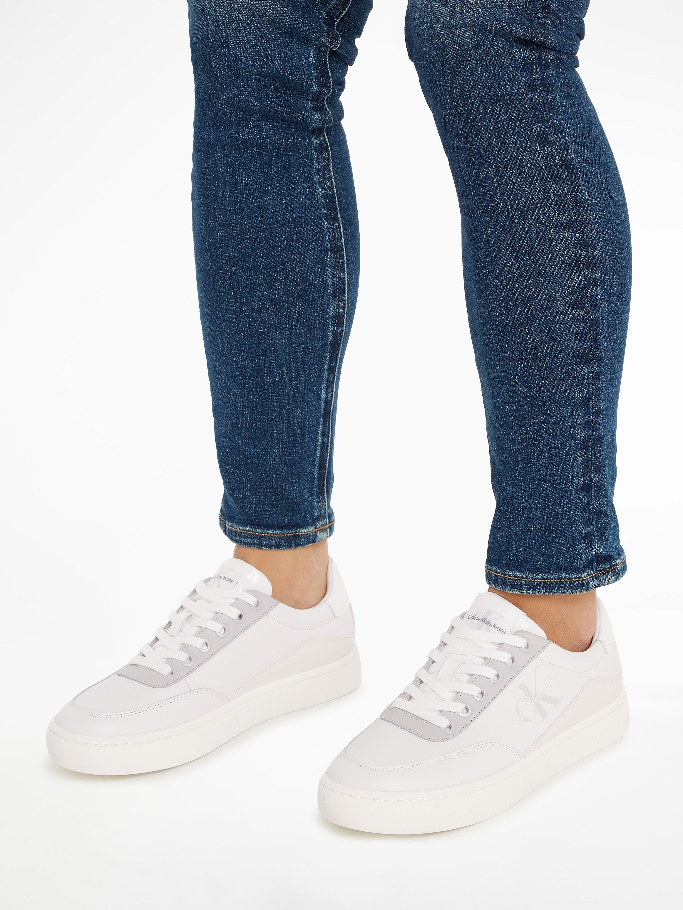 Calvin Klein Jeans Sneaker »CLASSIC CUPSOLE LOW LACE LTH ML«, mit Logoschriftzug, Freizeitschuh, Halbschuh, Schnürschuh