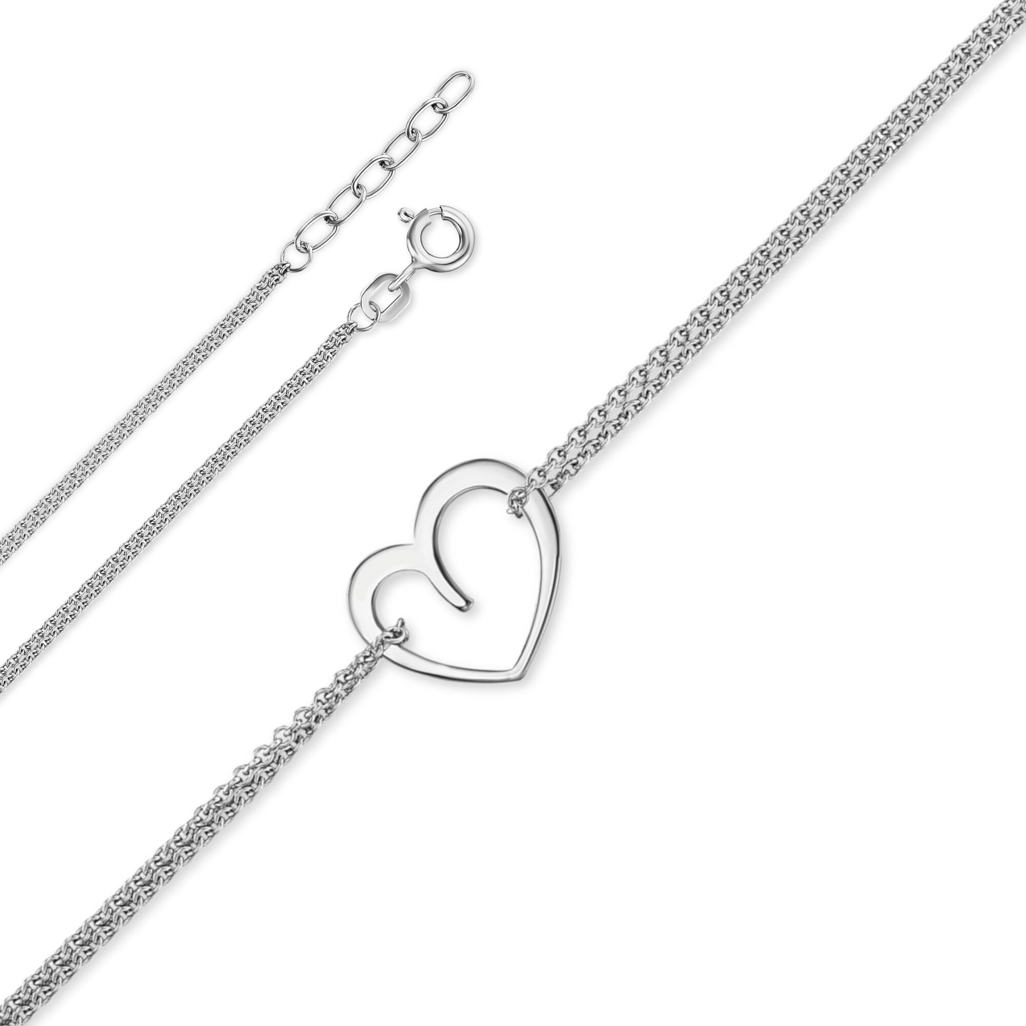 Silberarmband ONE ELEMENT "Herz Armband Rundankerkette aus 925 Silber 17 cm Ø 1,1 mm", silber, Armbänder, Damen, 17, Silber 925 (Sterlingsilber), Silberarmband, Zart & emotional – ein Geschenk, das von Herzen kommt