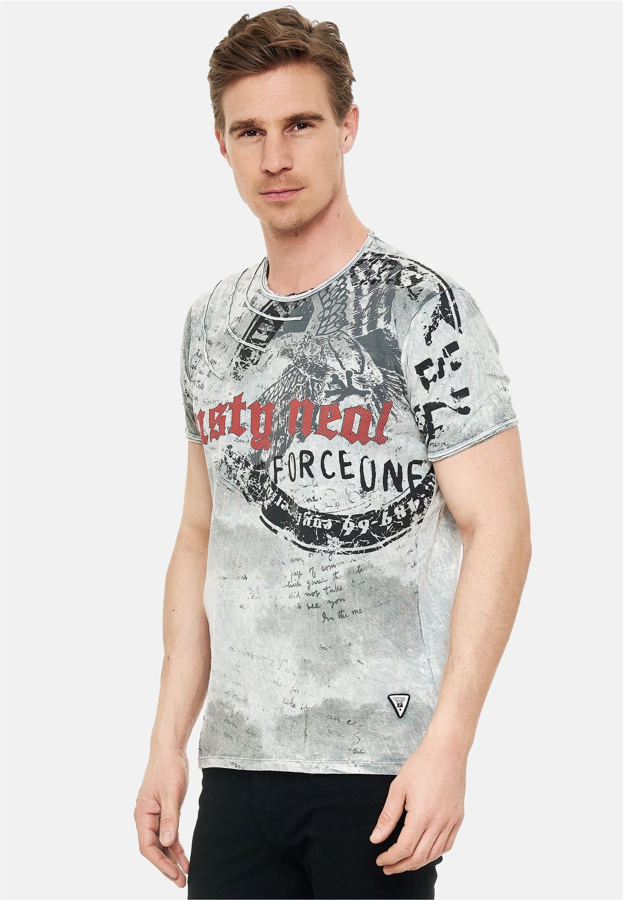 Rusty Neal T-Shirt mit eindrucksvollem Print