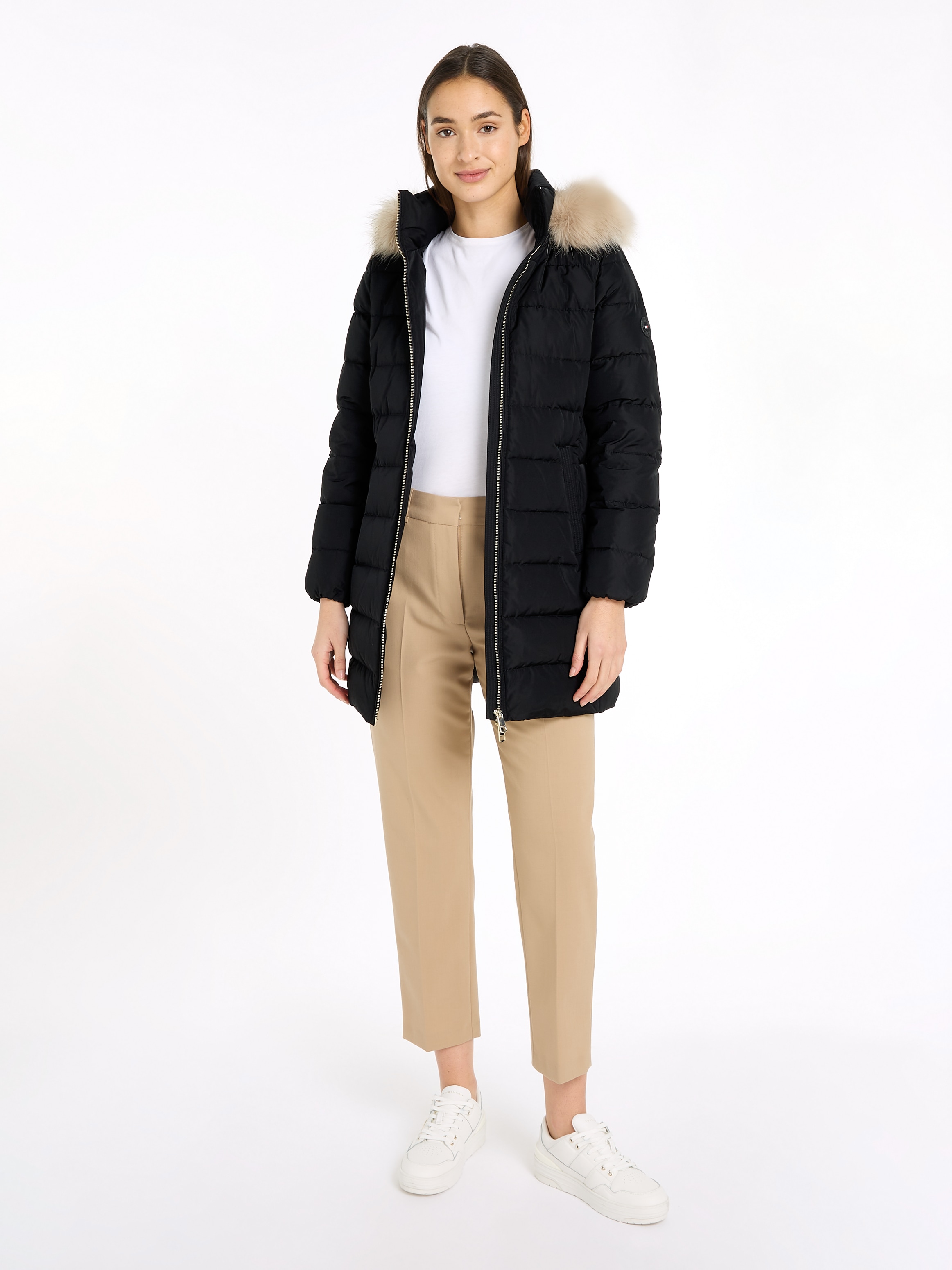 Tommy Hilfiger Steppmantel »HERITAGE DOWN TYRA COAT WITH FUR«, mit Fellimitat